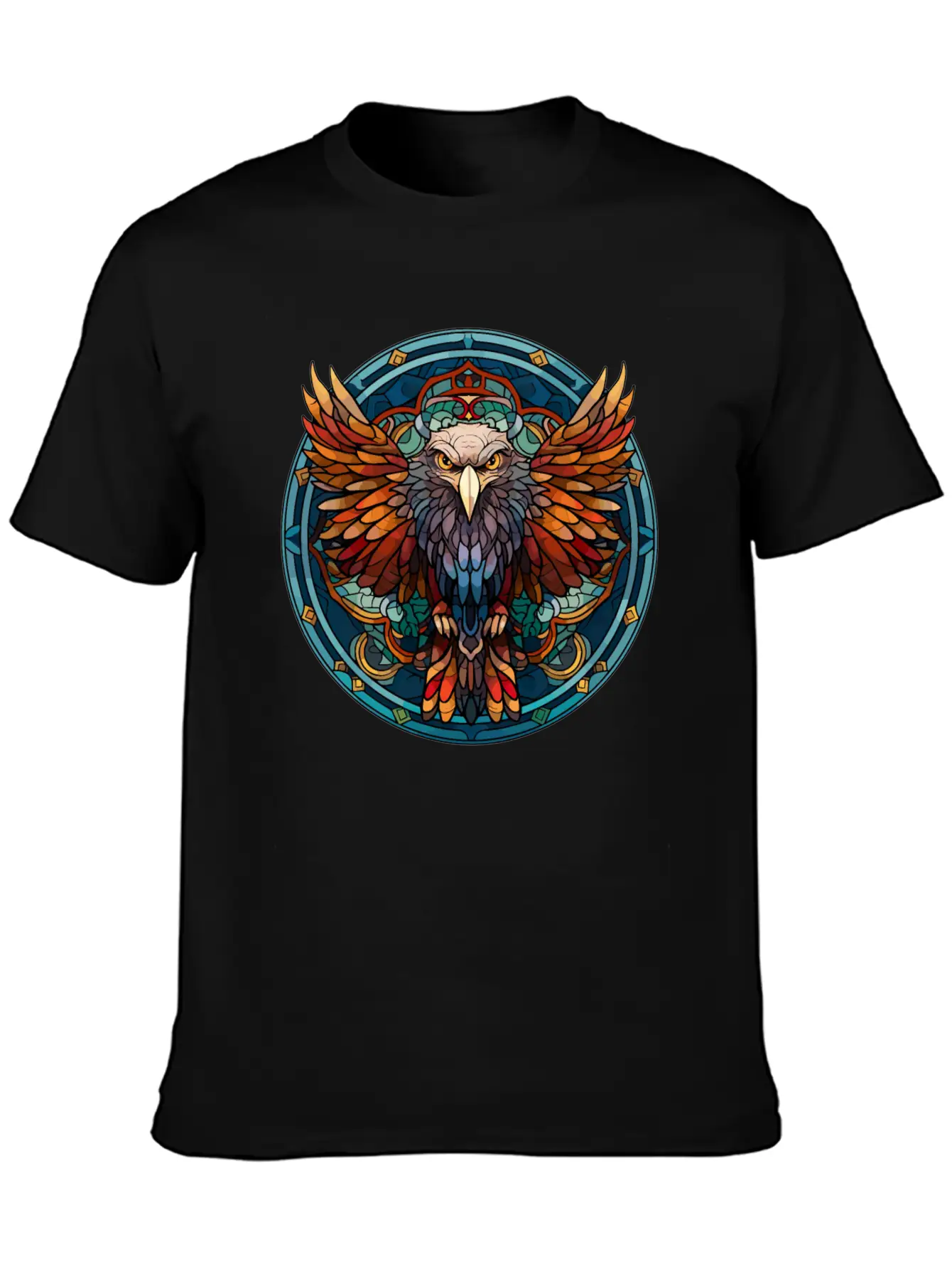 Stained Glass Eagle (3 Of 4) Comfortable Minimalist Graphic Tee – Summer Style Essential