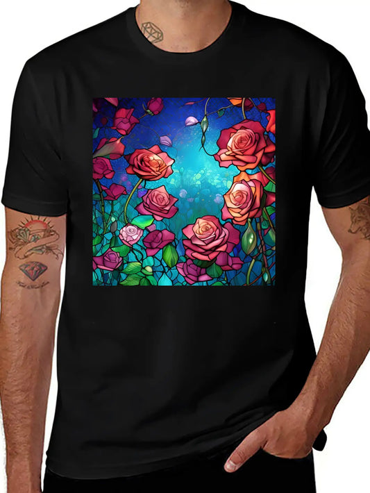 Stained Glass Roses Modern Fit Casual T-Shirt – Clean And Versatile Design