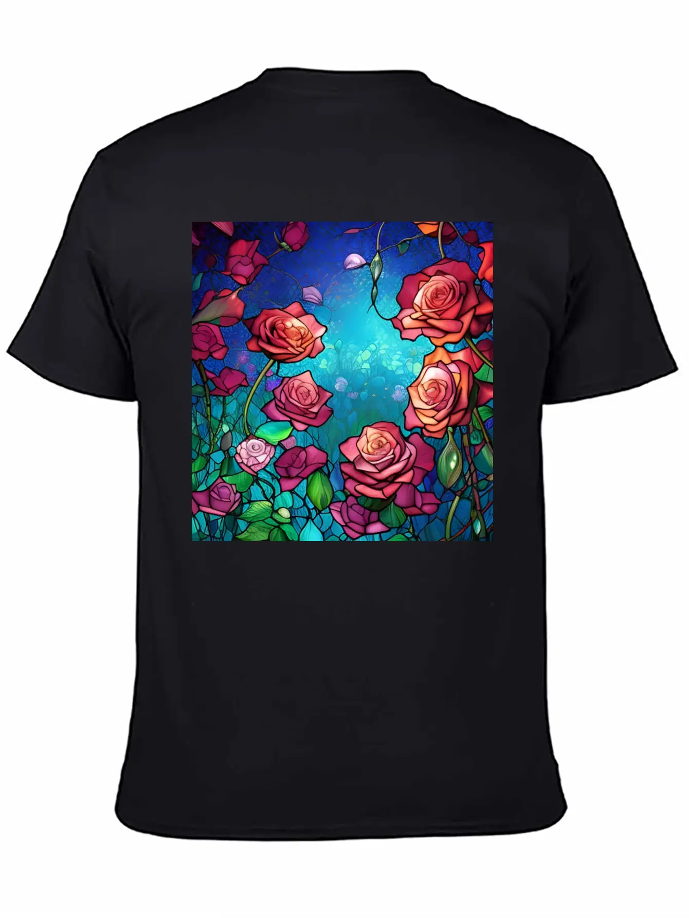 Stained Glass Roses Modern Fit Casual T-Shirt – Clean And Versatile Design