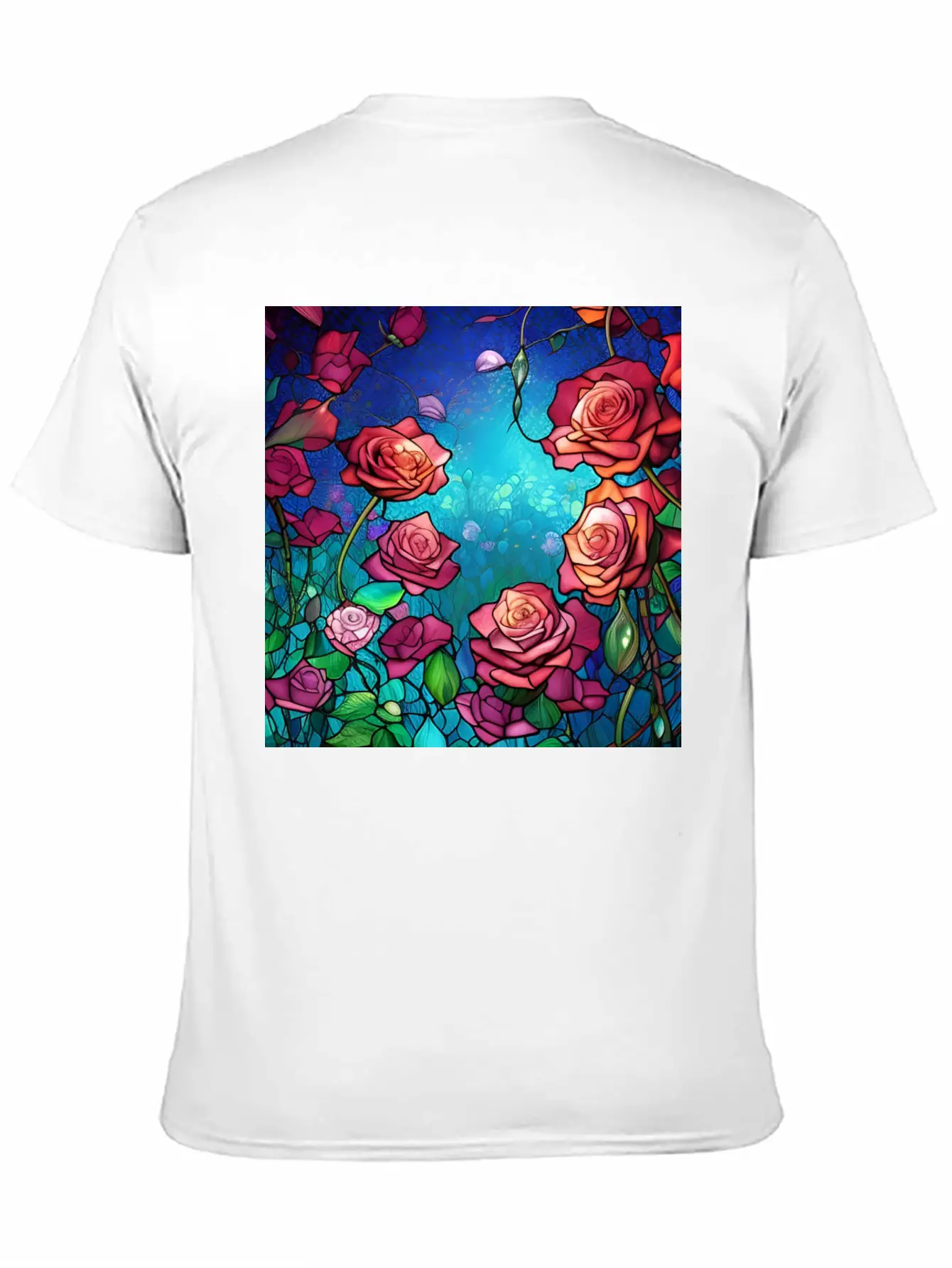 Stained Glass Roses Modern Fit Casual T-Shirt – Clean And Versatile Design