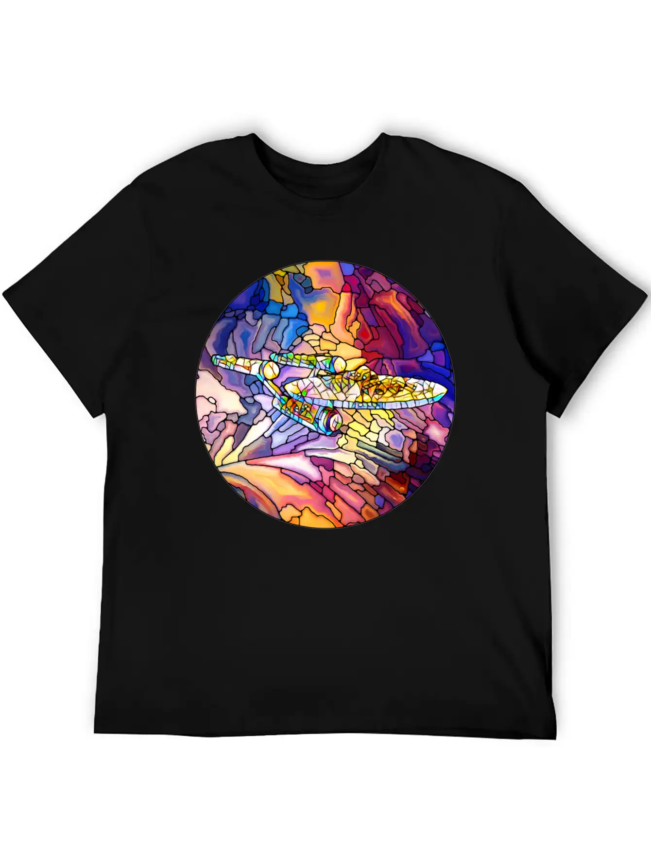 Stained Glass Spaceship Soft Cotton Short Sleeve Tee – Unisex Wardrobe Staple