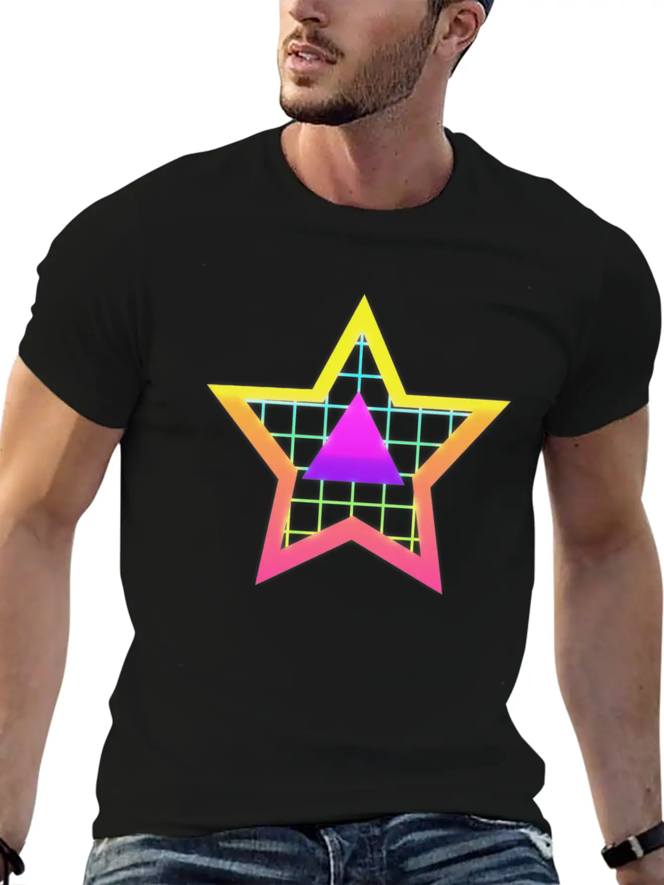 Star Neon Vintage Retro Style 90s Unisex Casual T-Shirt – Clean Design For Daily Comfort