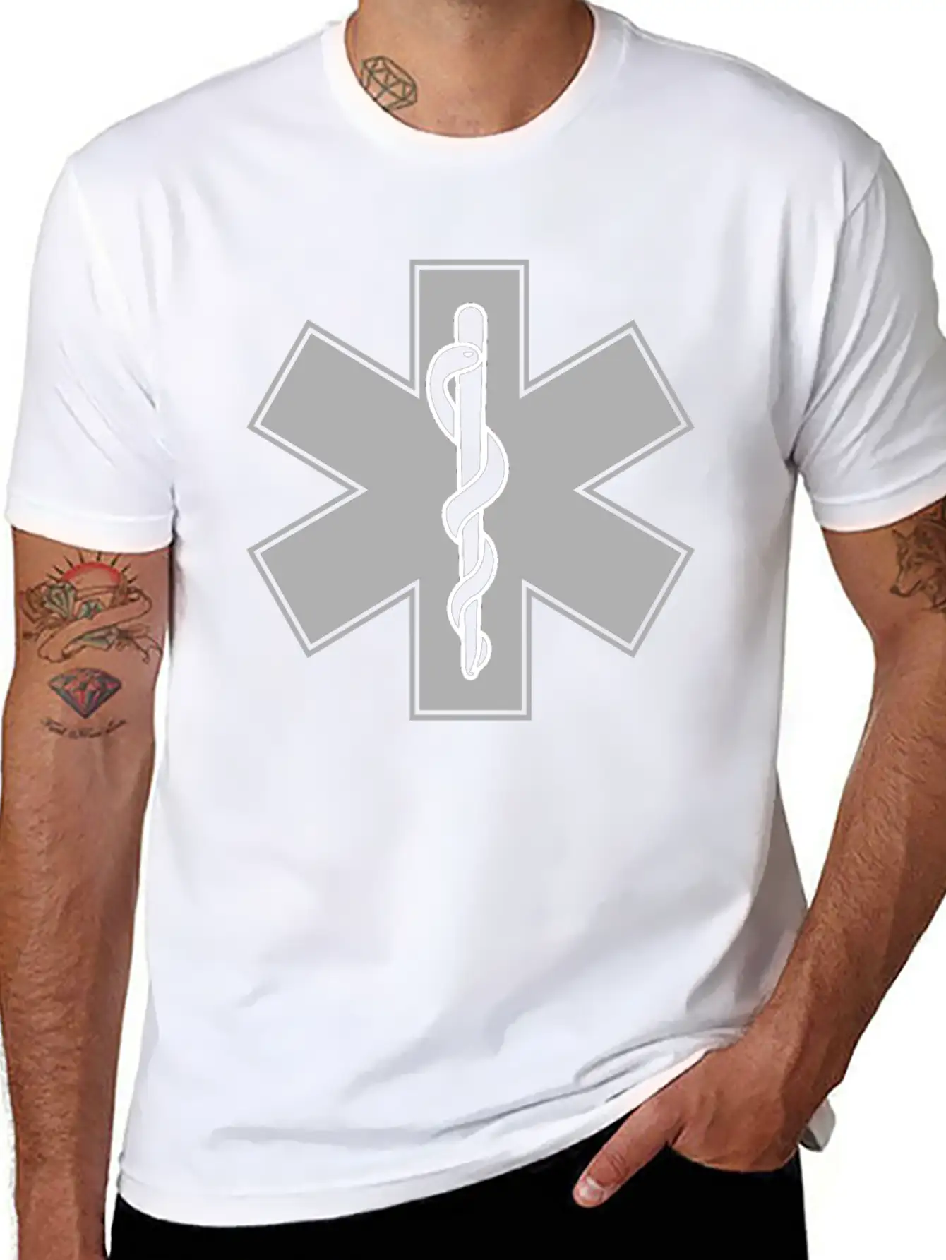 Star Of Life (Light Gray) Essential Cotton Tee For Daily Outfits – Unisex Style