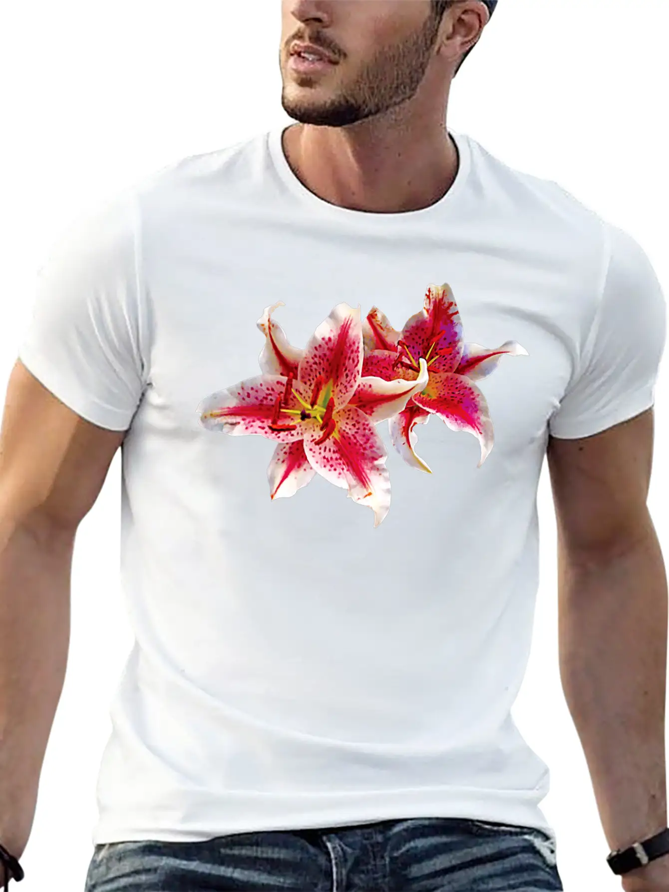 Stargazer Lily Pair Basic Graphic T-Shirt – Daily Comfort In Soft Cotton