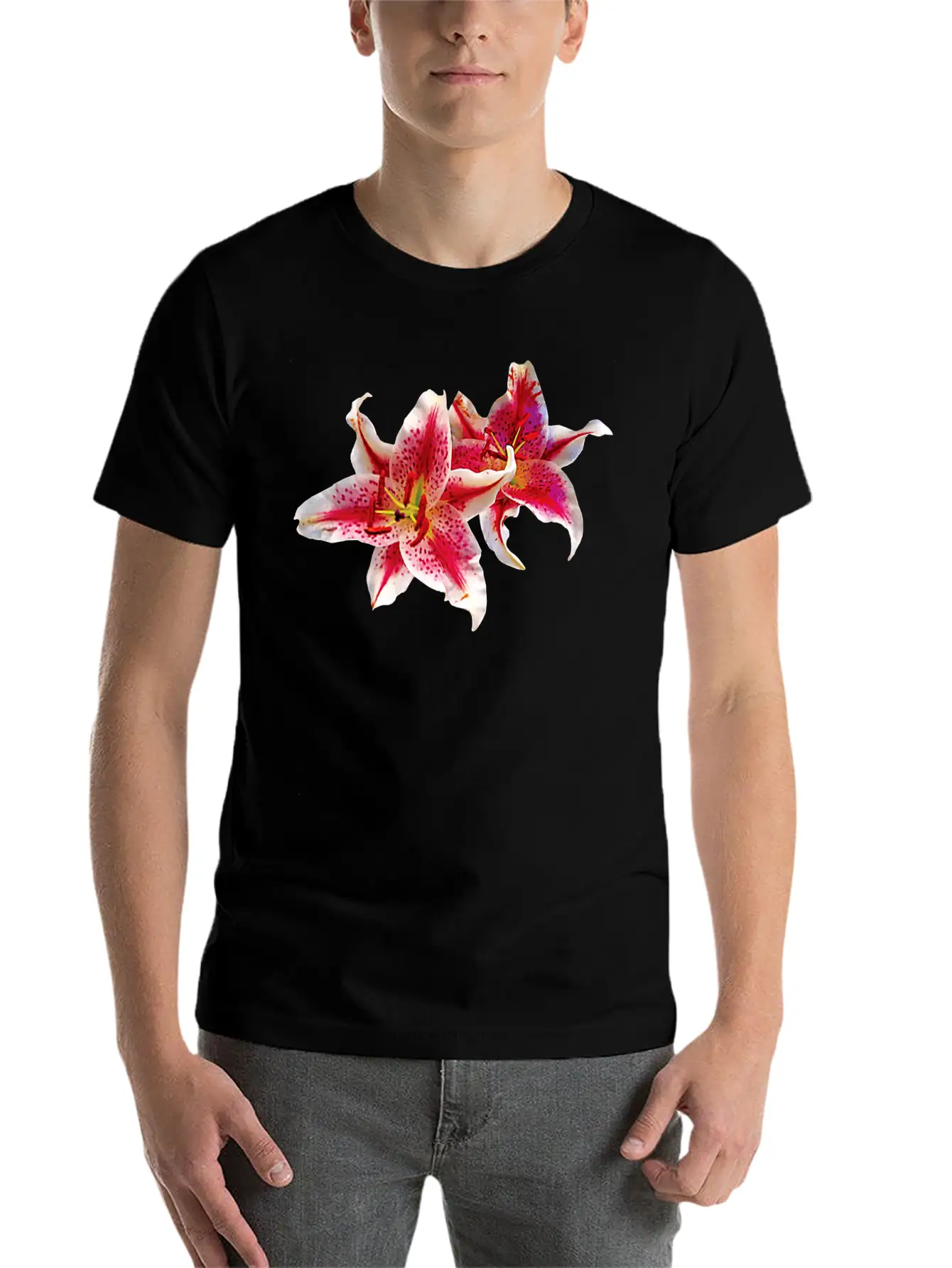 Stargazer Lily Pair Basic Graphic T-Shirt – Daily Comfort In Soft Cotton