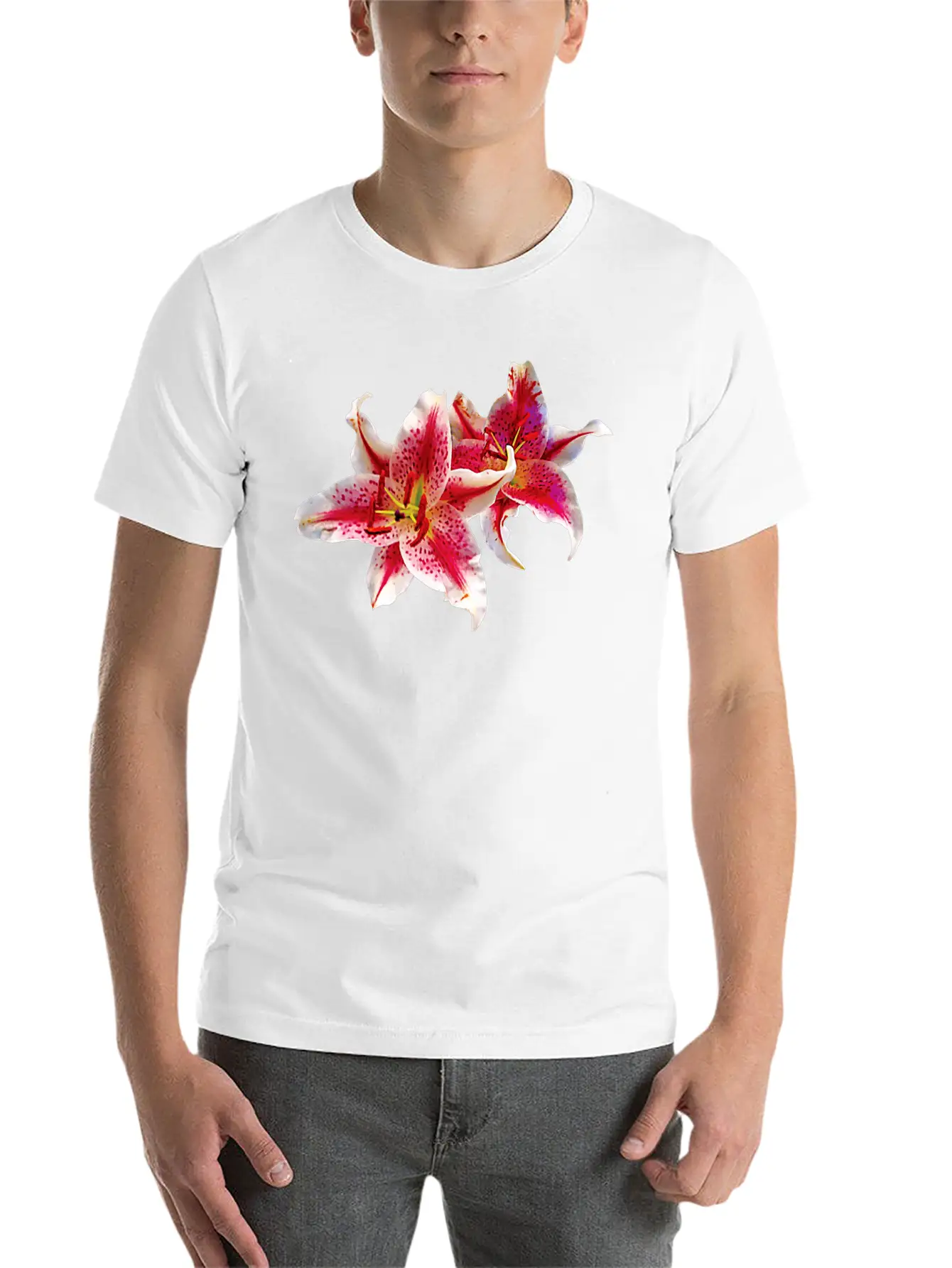 Stargazer Lily Pair Basic Graphic T-Shirt – Daily Comfort In Soft Cotton