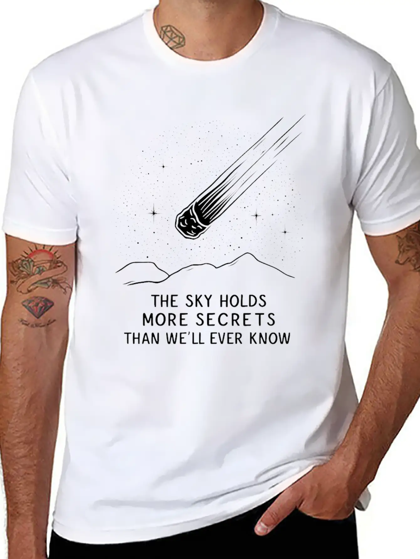 Stargazing Adventures Under The Meteor Shower Basic Graphic T-Shirt – Daily Comfort In Soft Cotton