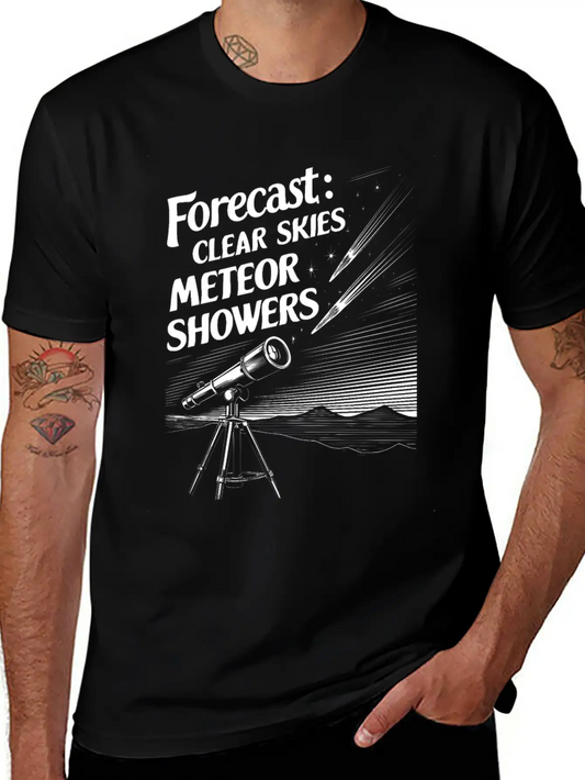 Stargazing Adventures Under The Meteor Shower Lightweight Cotton T-Shirt – Daily Comfort Graphic Shirt