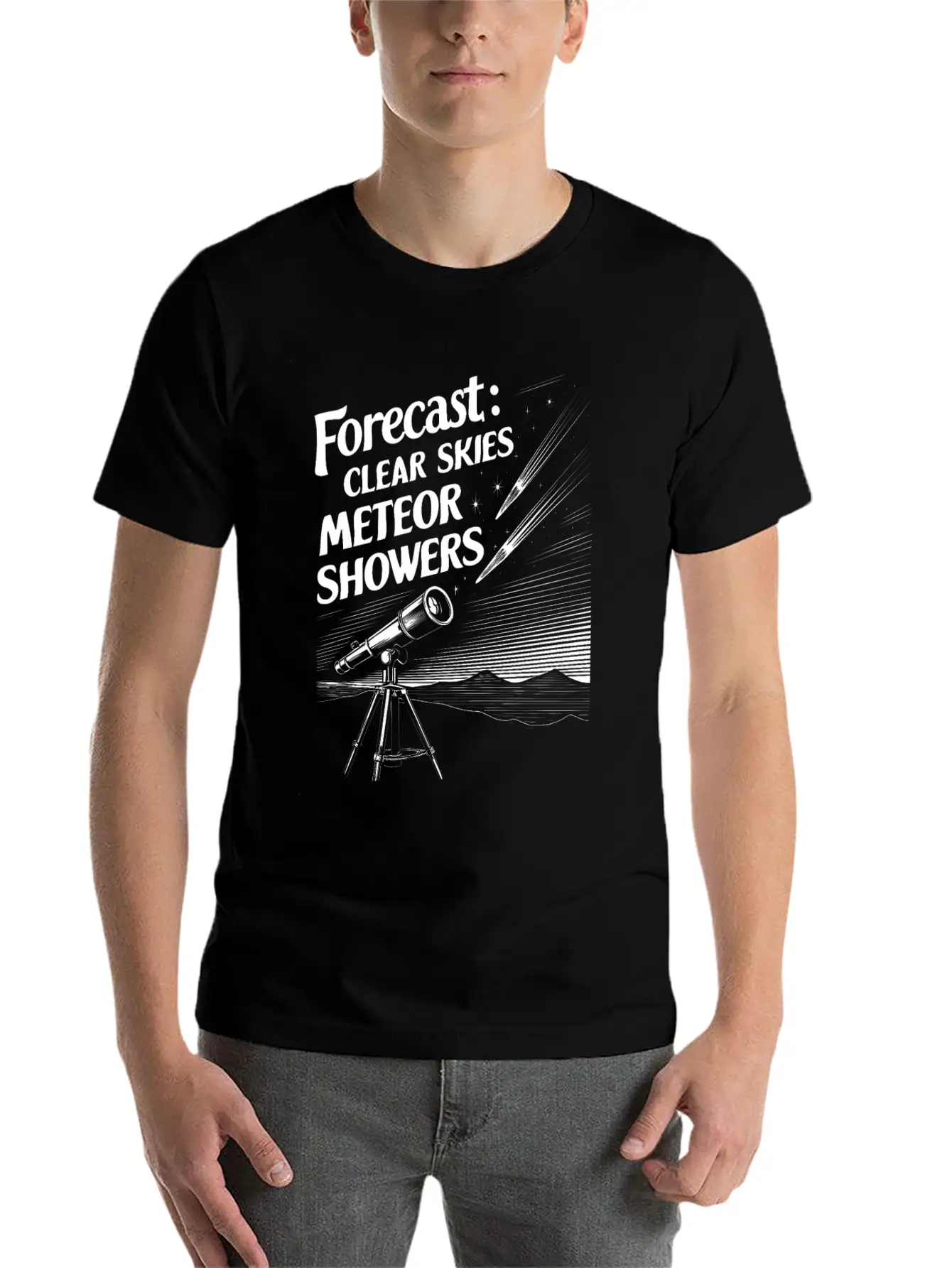 Stargazing Adventures Under The Meteor Shower Lightweight Cotton T-Shirt – Daily Comfort Graphic Shirt