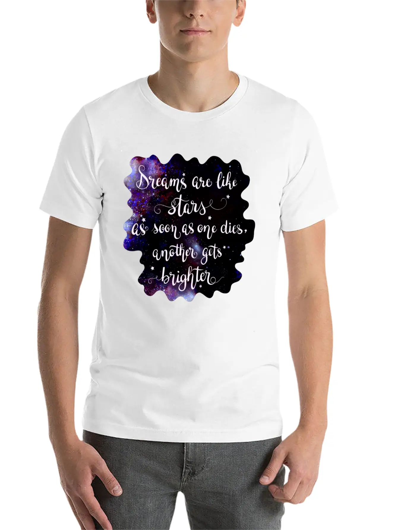 Starry Quotes Galaxy Motivational Quote Dreams Modern Fit Casual T-Shirt – Clean And Versatile Design