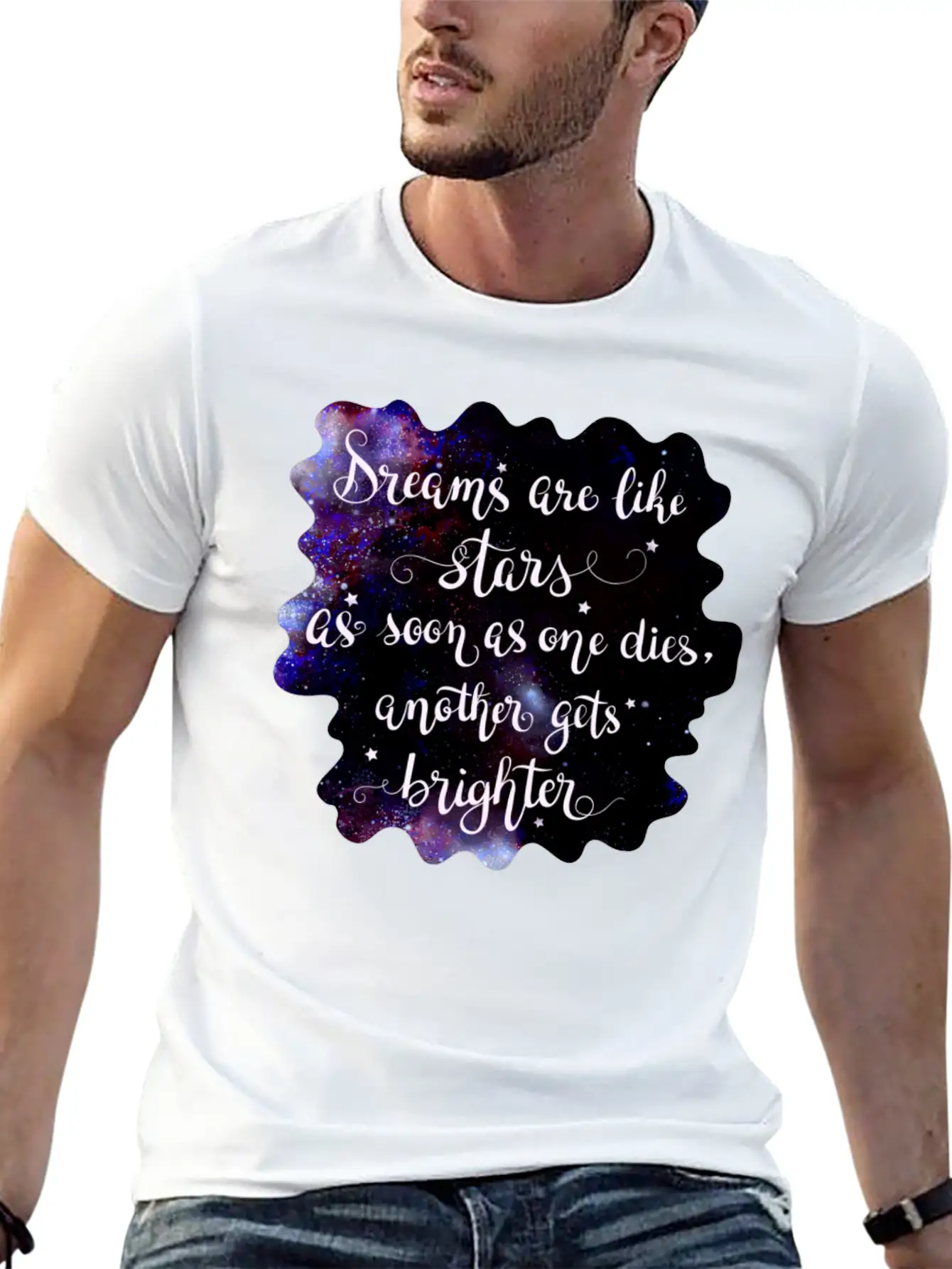 Starry Quotes Galaxy Motivational Quote Dreams Modern Fit Casual T-Shirt – Clean And Versatile Design