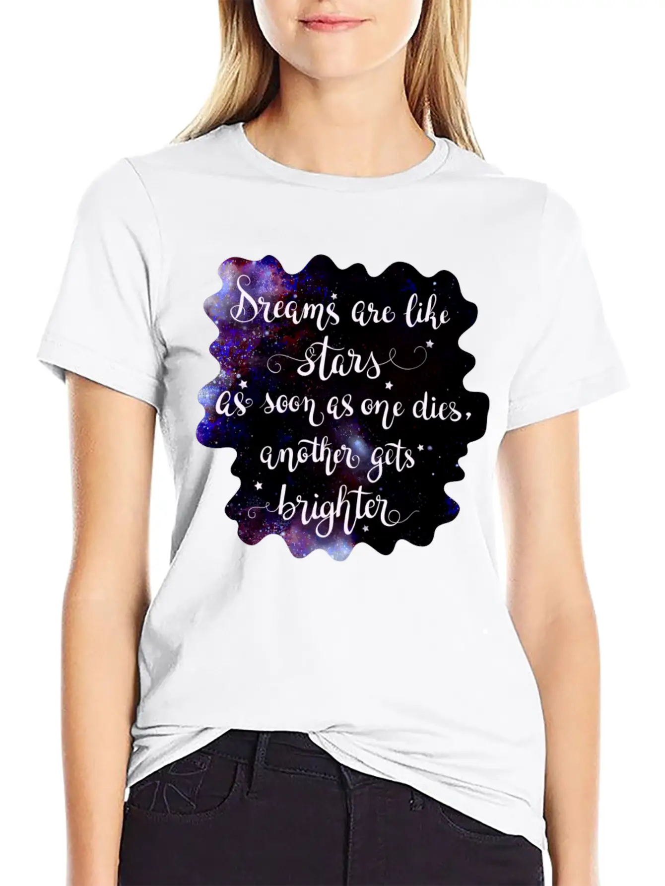 Starry Quotes Galaxy Motivational Quote Dreams Modern Fit Casual T-Shirt – Clean And Versatile Design
