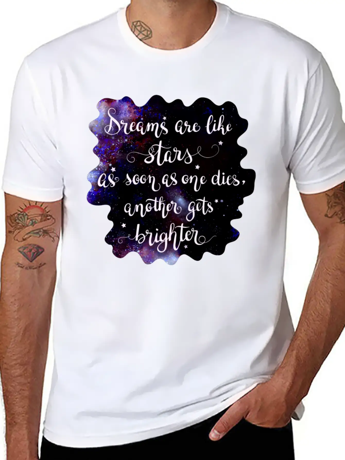 Starry Quotes Galaxy Motivational Quote Dreams Modern Fit Casual T-Shirt – Clean And Versatile Design
