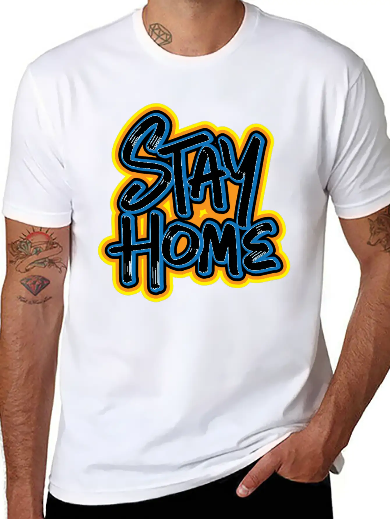 Stay Home Graffiti Classic Fit Graphic Tee For Daily Comfort – Unisex Cotton Shirt