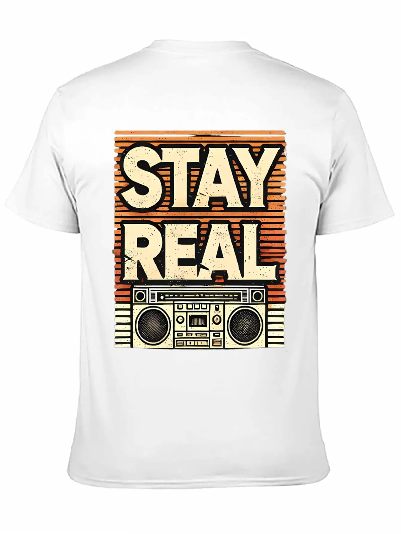 Stay Real – Retro Boombox Streetwear Design Lightweight Cotton T-Shirt – Daily Comfort Graphic Shirt