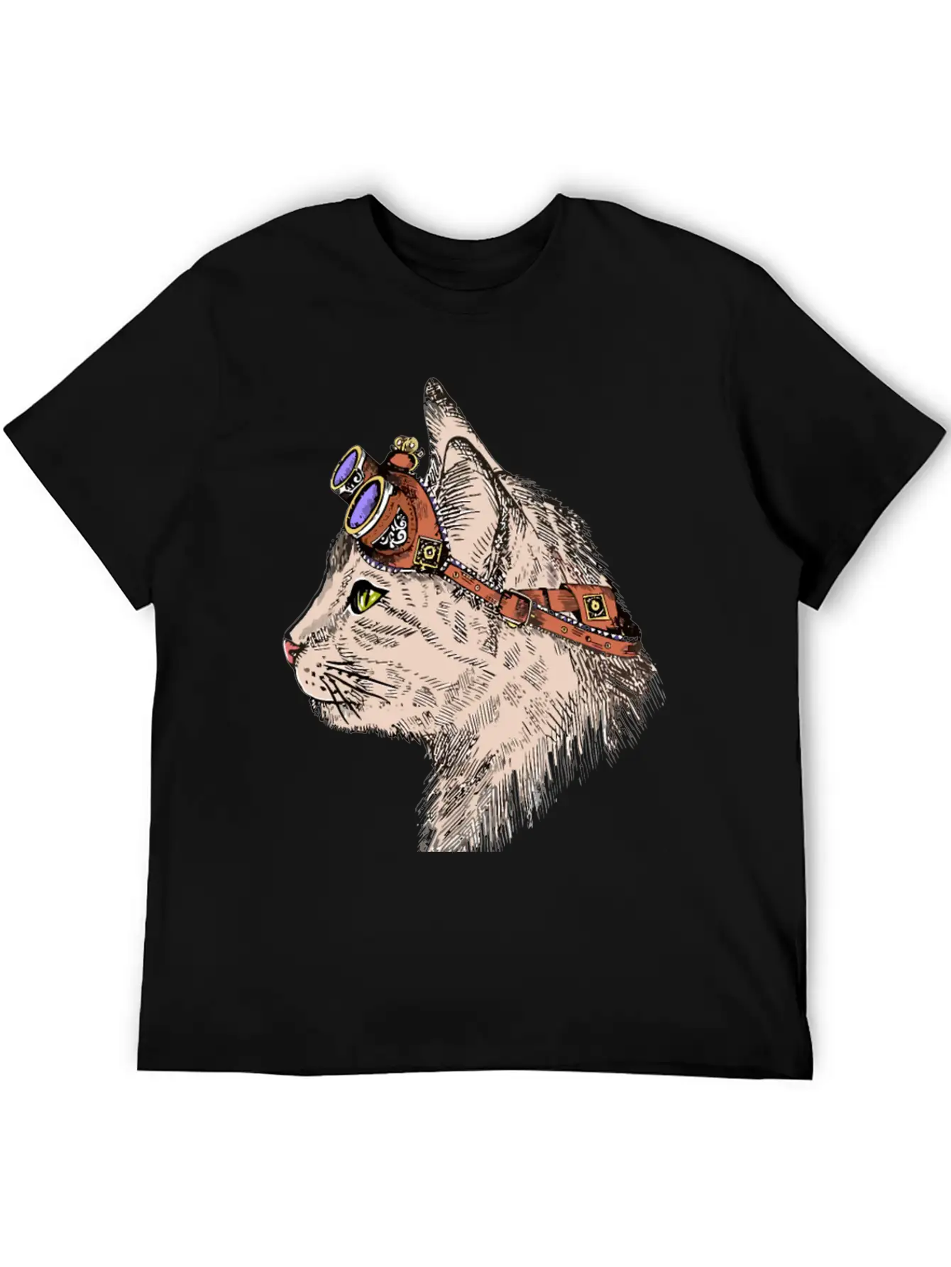 Steam Punk Cat Modern Fit Casual T-Shirt – Clean And Versatile Design