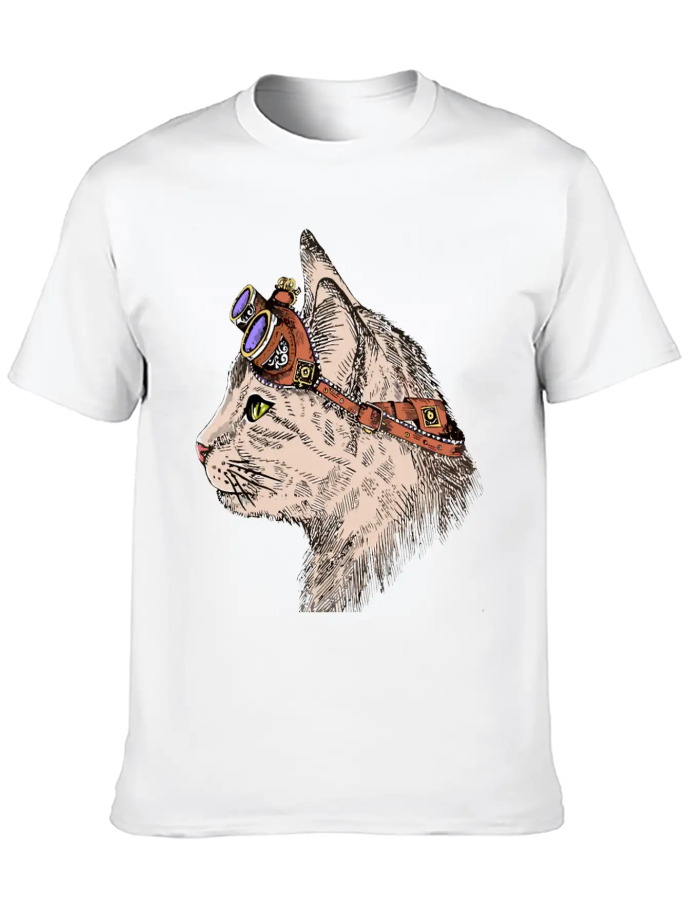 Steam Punk Cat Modern Fit Casual T-Shirt – Clean And Versatile Design