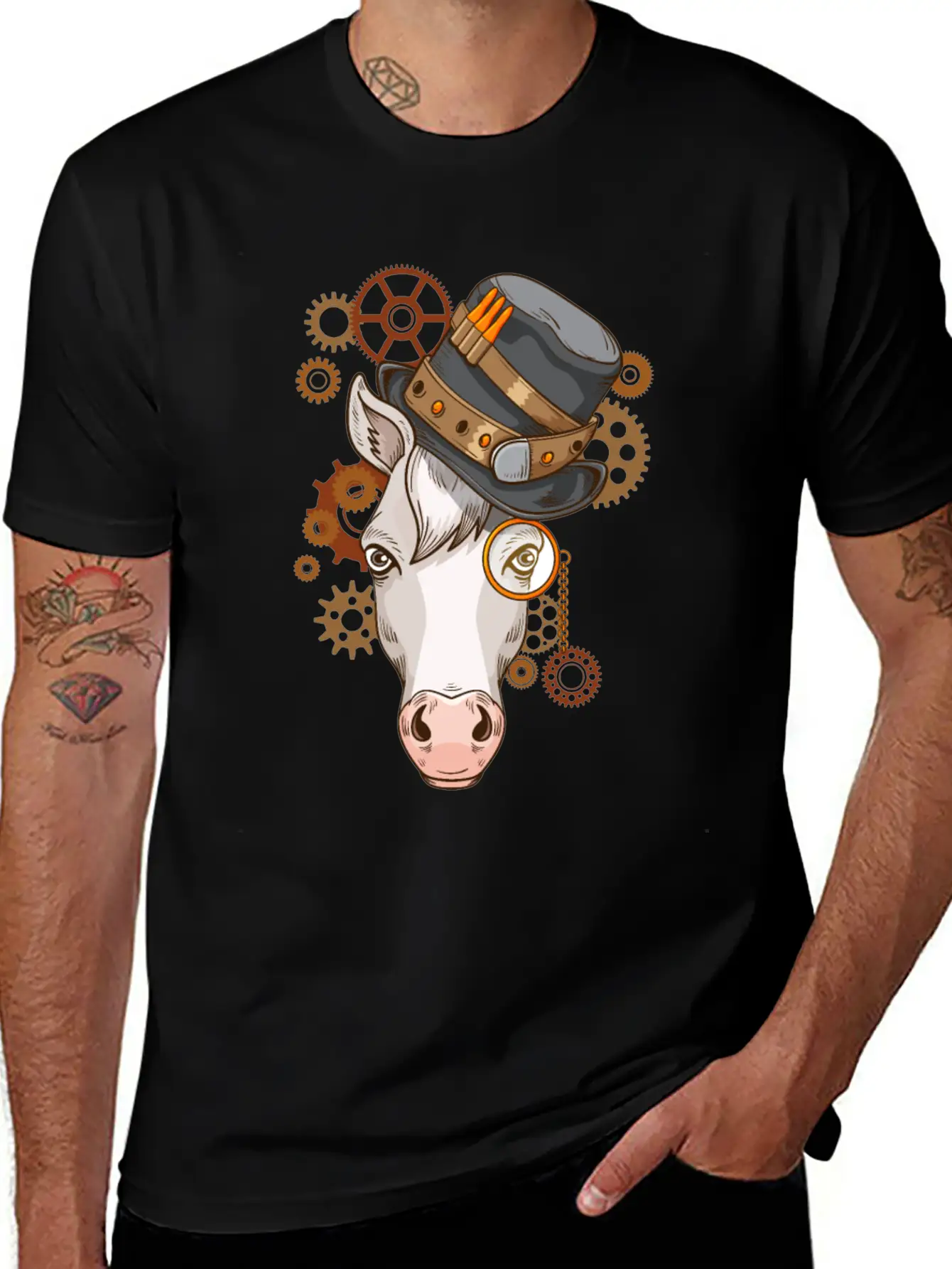 Steampunk Horse Riding Victorian Horses Steampunk Lightweight Cotton T-Shirt – Daily Comfort Graphic Shirt