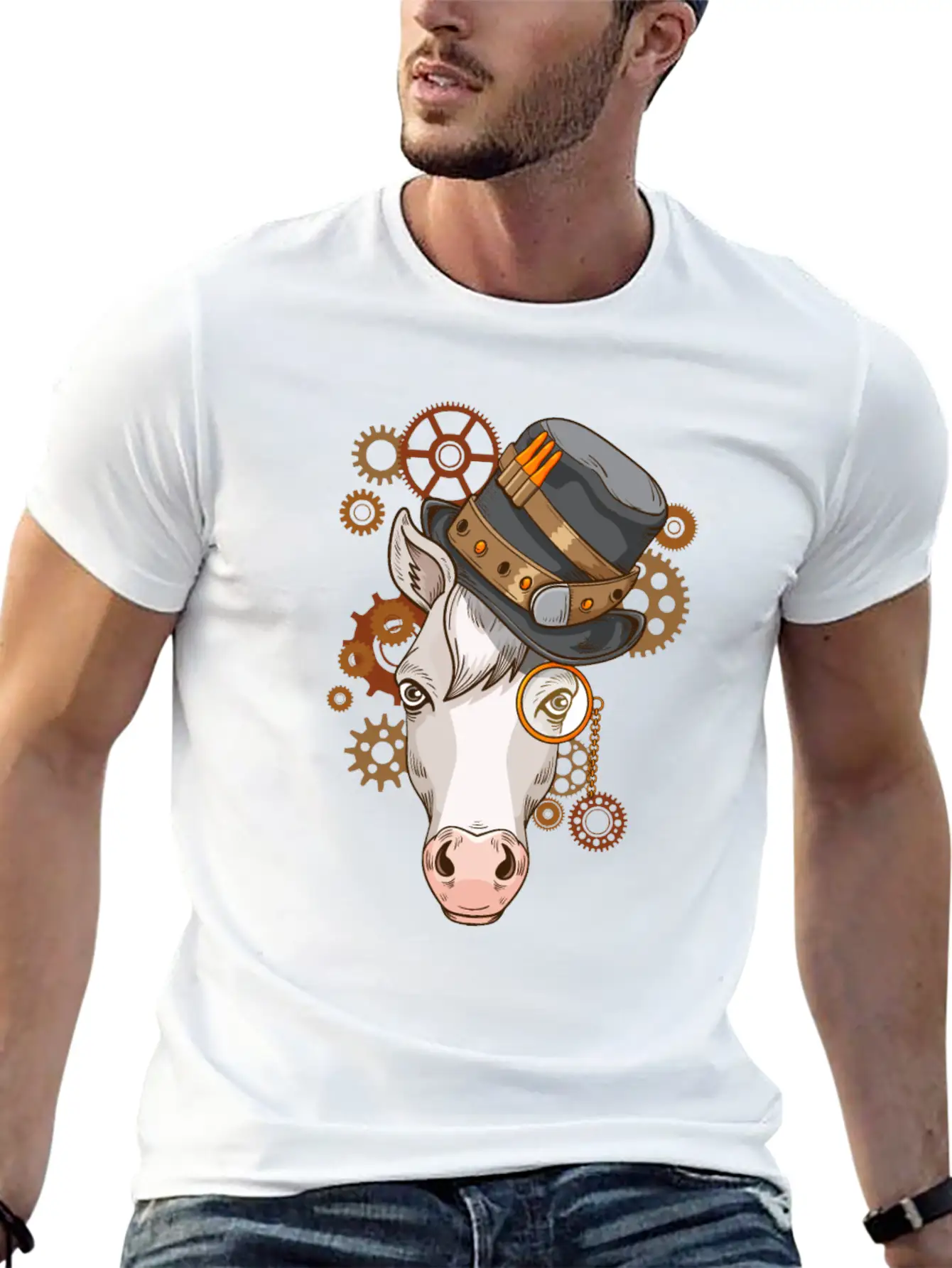Steampunk Horse Riding Victorian Horses Steampunk Lightweight Cotton T-Shirt – Daily Comfort Graphic Shirt