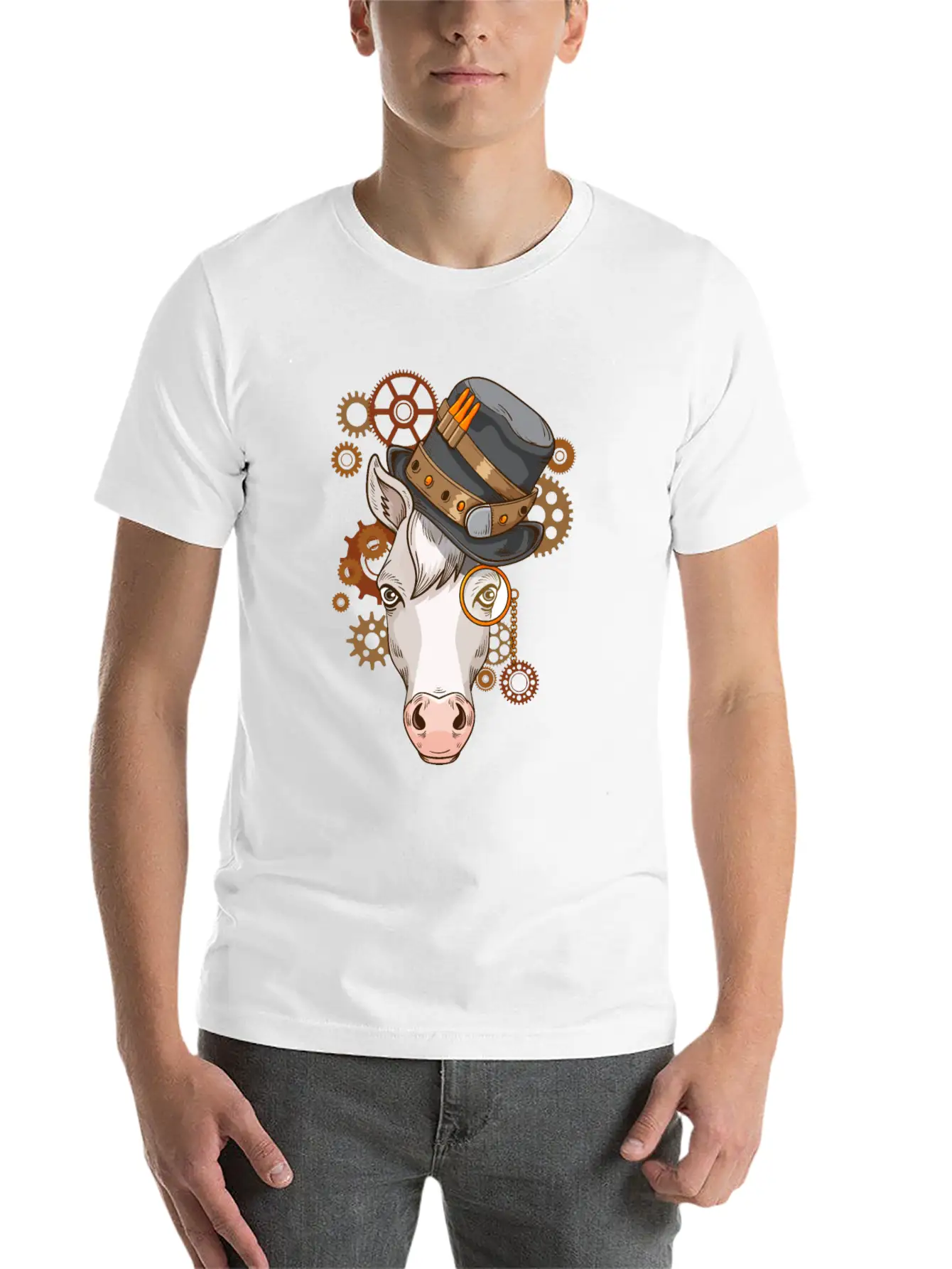 Steampunk Horse Riding Victorian Horses Steampunk Lightweight Cotton T-Shirt – Daily Comfort Graphic Shirt