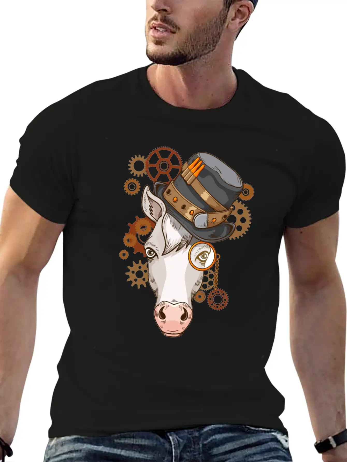 Steampunk Horse Riding Victorian Horses Steampunk Lightweight Cotton T-Shirt – Daily Comfort Graphic Shirt
