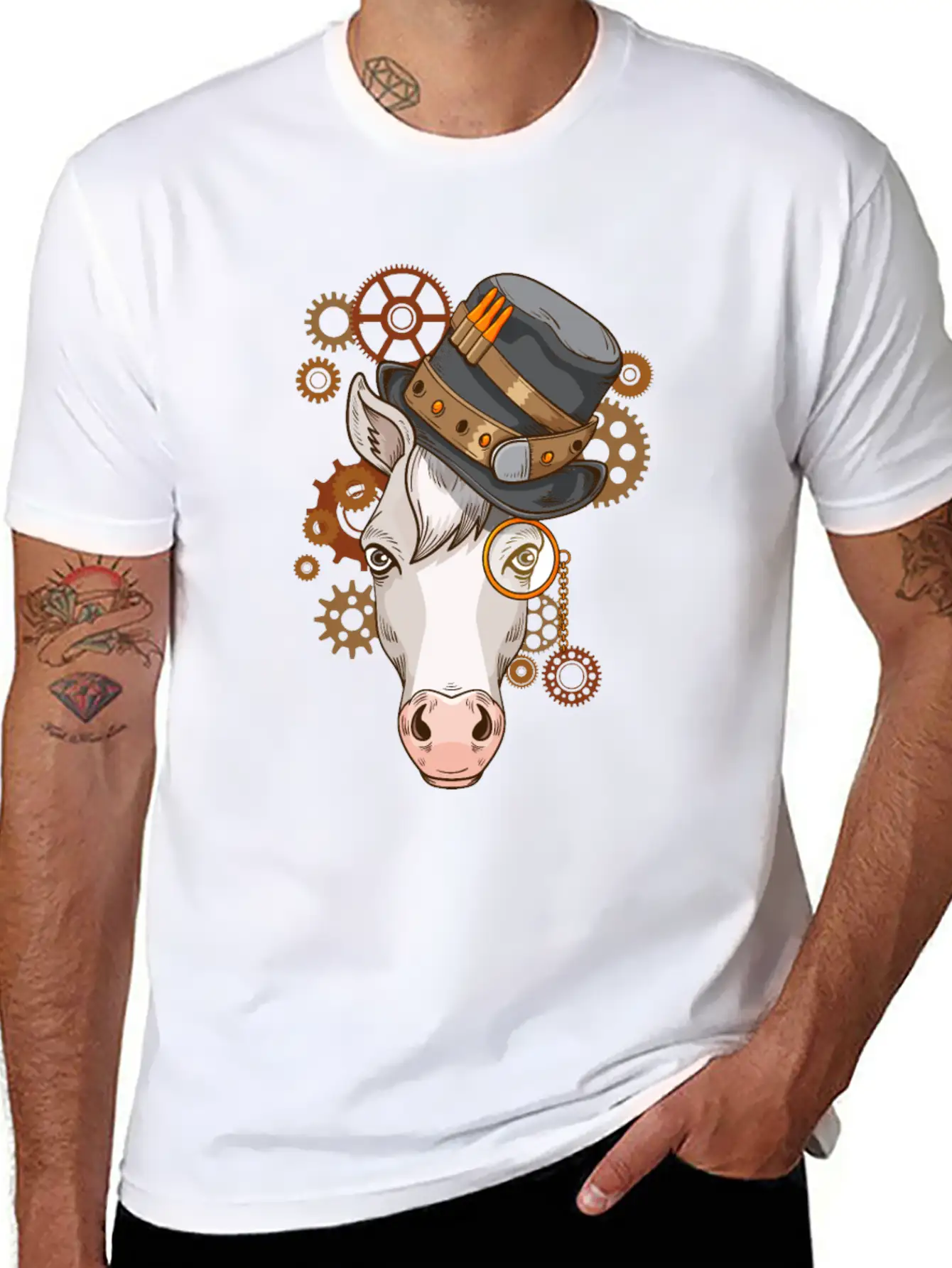 Steampunk Horse Riding Victorian Horses Steampunk Lightweight Cotton T-Shirt – Daily Comfort Graphic Shirt