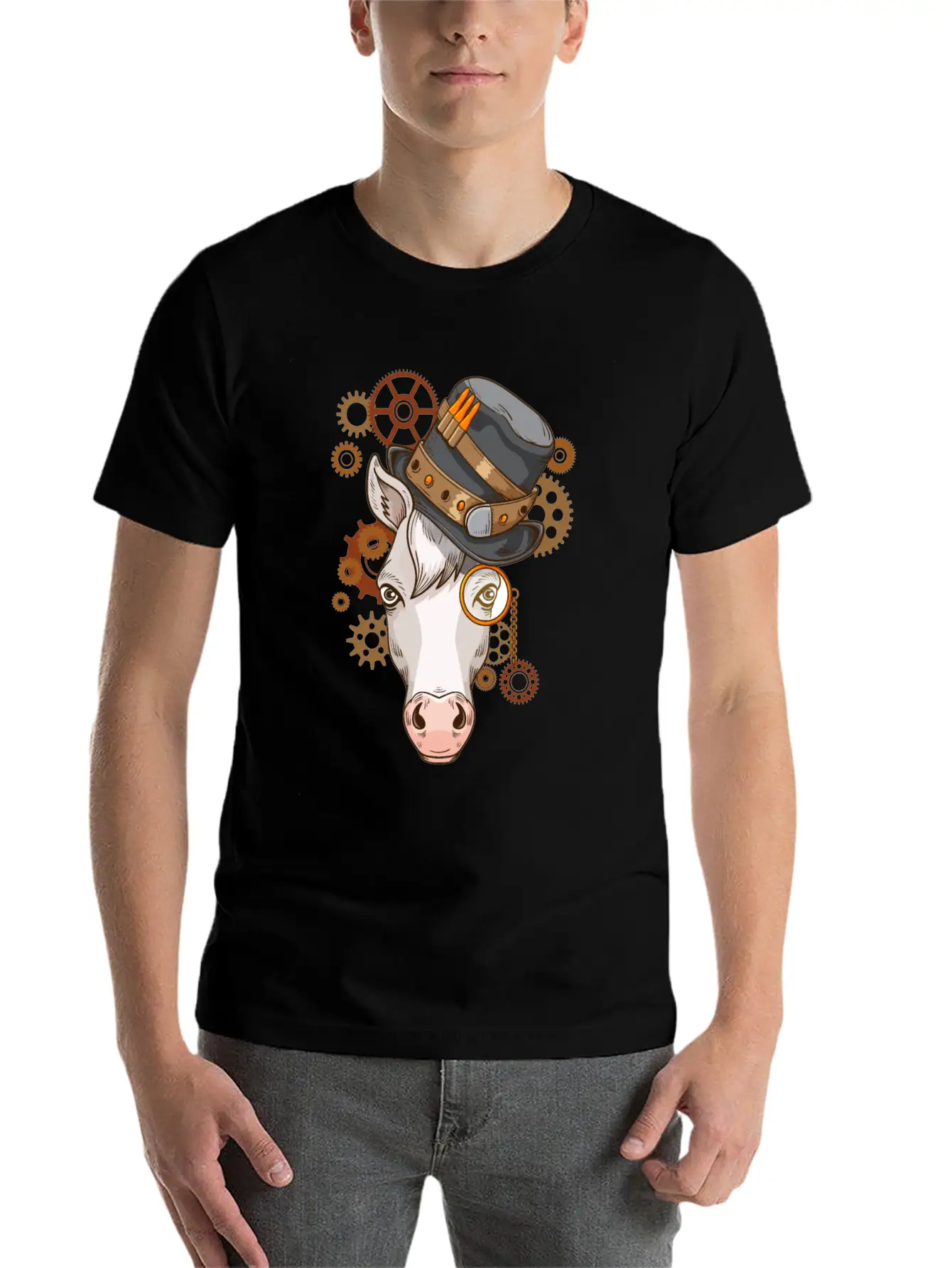 Steampunk Horse Riding Victorian Horses Steampunk Lightweight Cotton T-Shirt – Daily Comfort Graphic Shirt