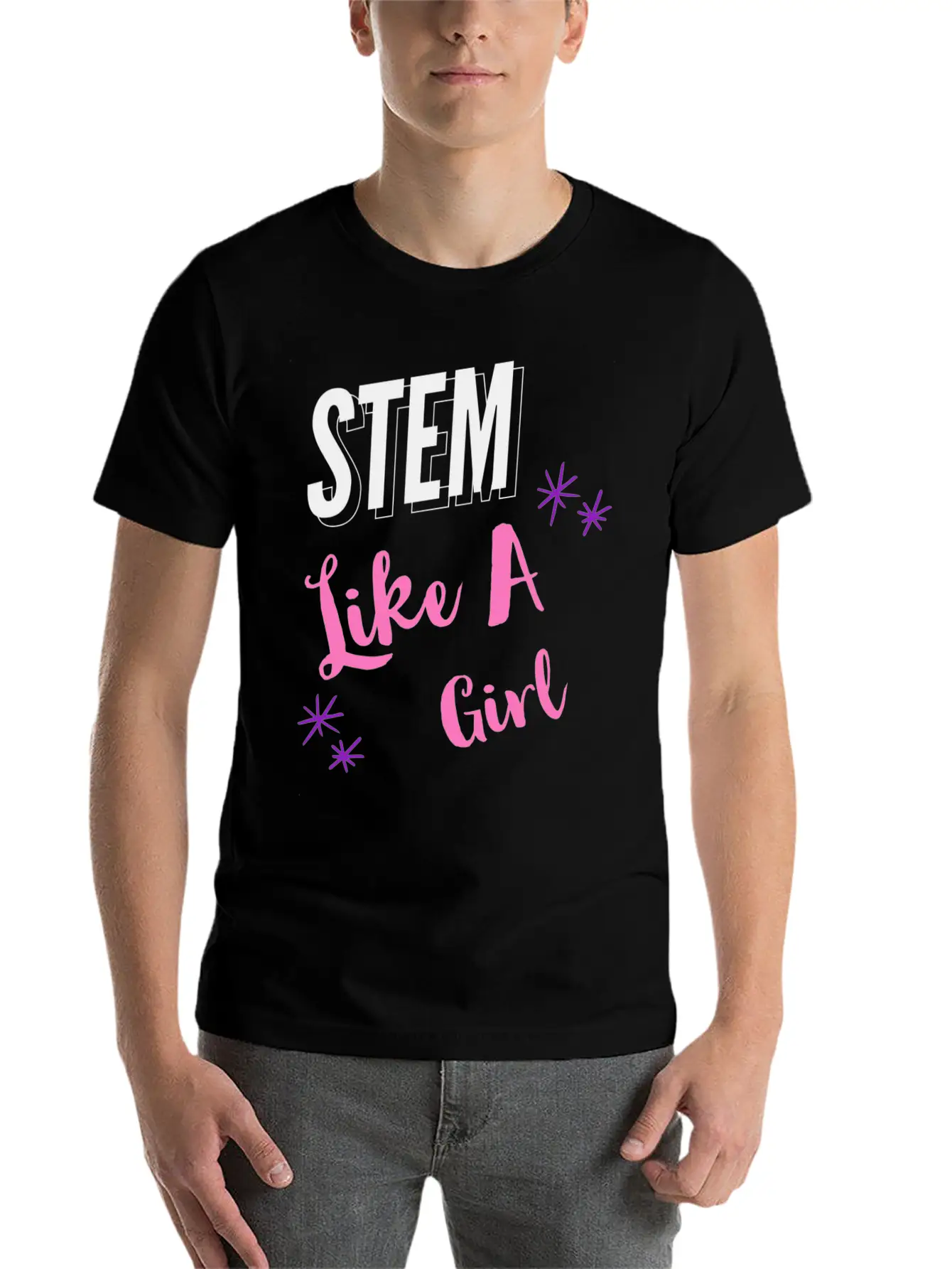 STEM Like A Girl Classic Fit Graphic Tee For Daily Comfort – Unisex Cotton Shirt