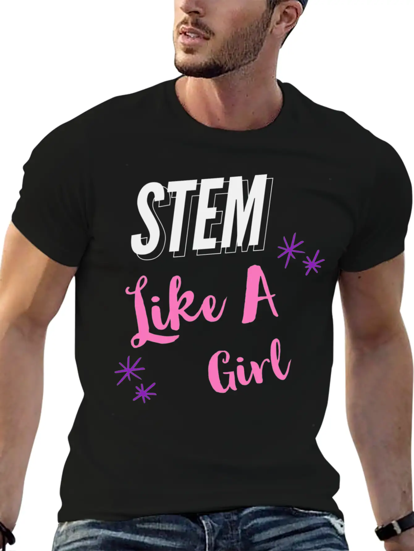 STEM Like A Girl Classic Fit Graphic Tee For Daily Comfort – Unisex Cotton Shirt