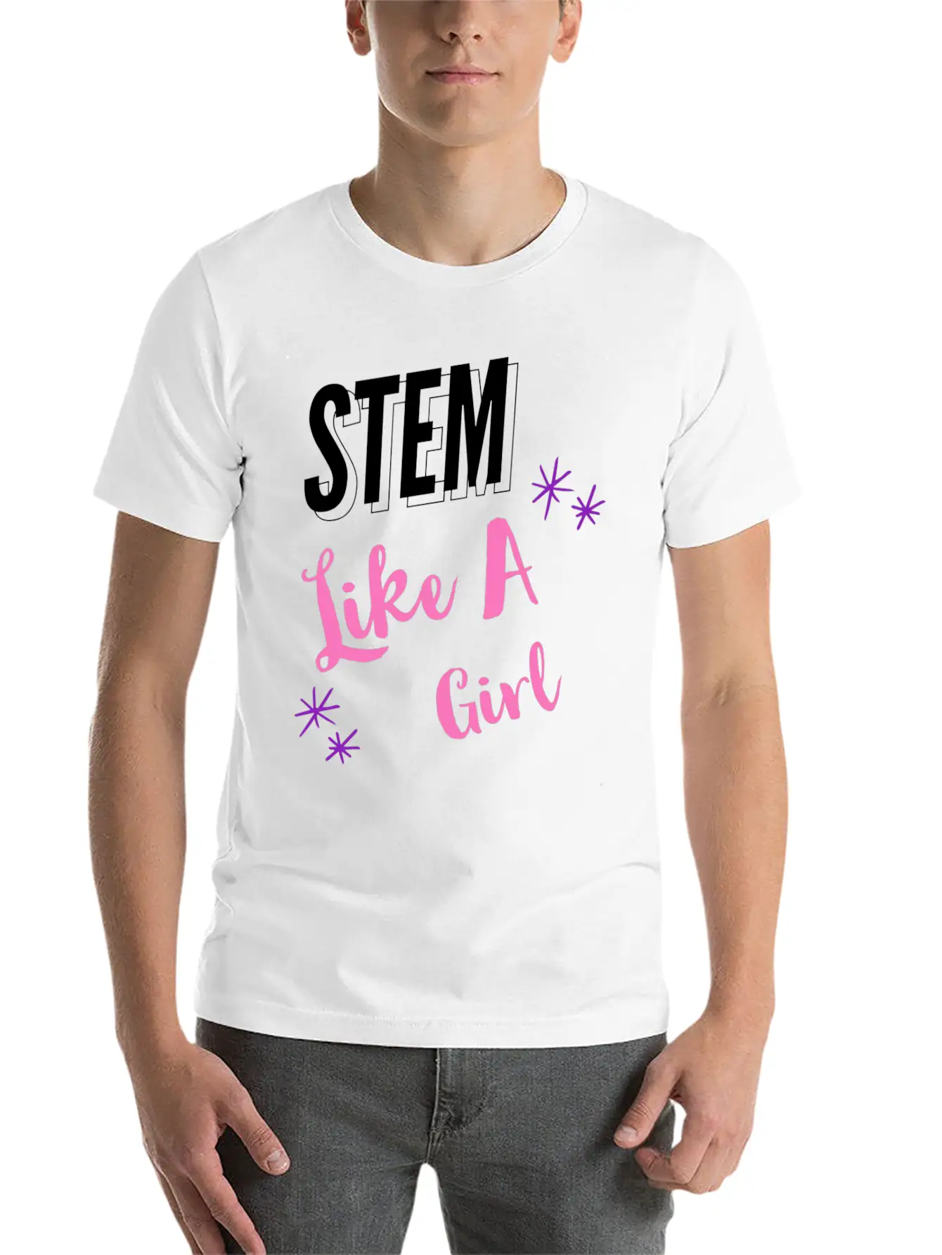 STEM Like A Girl Classic Fit Graphic Tee For Daily Comfort – Unisex Cotton Shirt