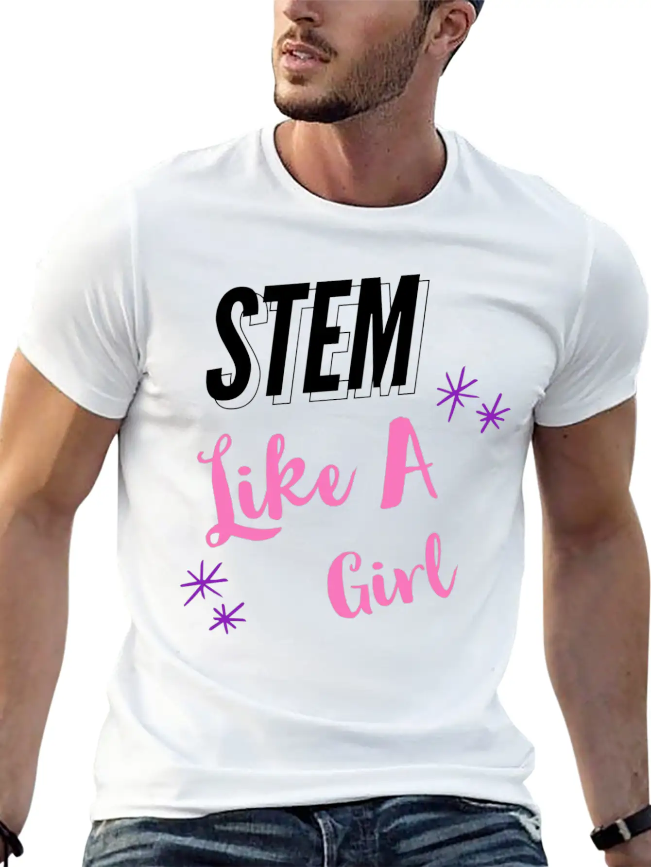 STEM Like A Girl Classic Fit Graphic Tee For Daily Comfort – Unisex Cotton Shirt