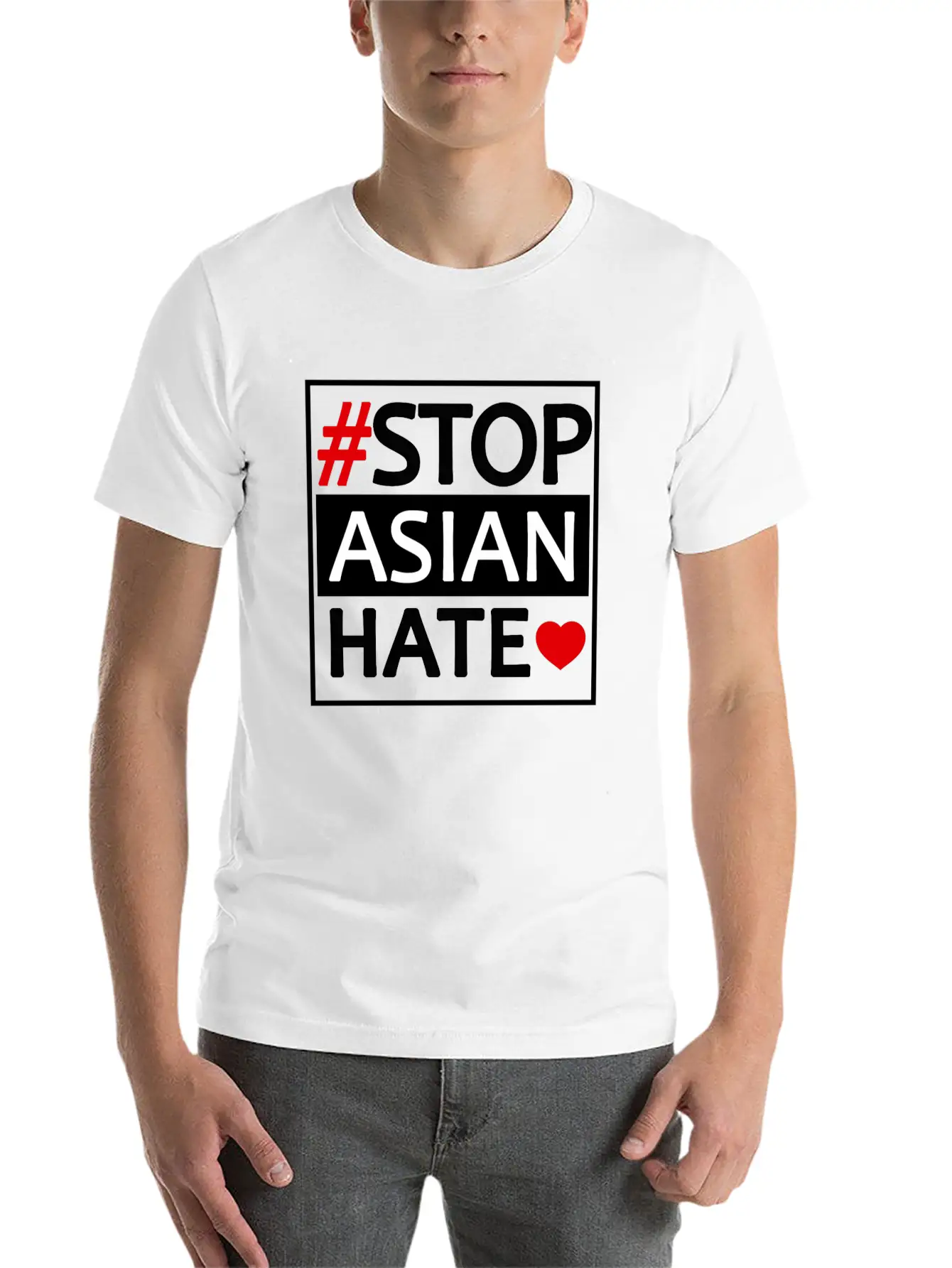 STOP ASIAN HATE Basic Graphic T-Shirt – Daily Comfort In Soft Cotton