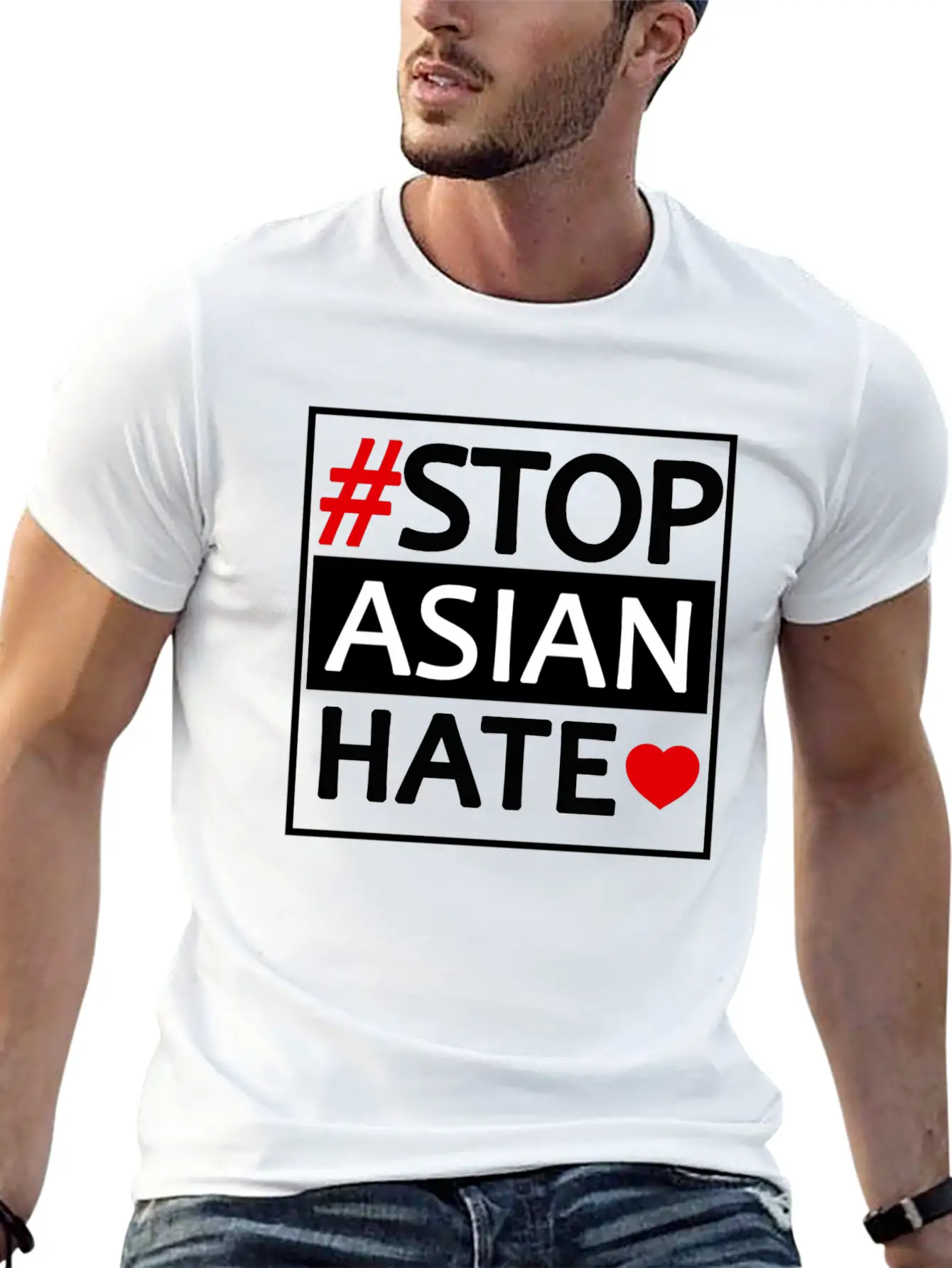 STOP ASIAN HATE Basic Graphic T-Shirt – Daily Comfort In Soft Cotton