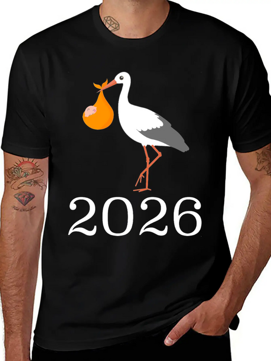 Stork Carrying Baby 2026 Arrival Unisex Casual T-Shirt – Clean Design For Daily Comfort
