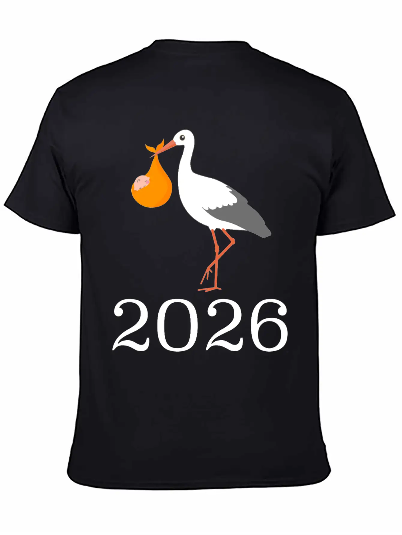 Stork Carrying Baby 2026 Arrival Unisex Casual T-Shirt – Clean Design For Daily Comfort