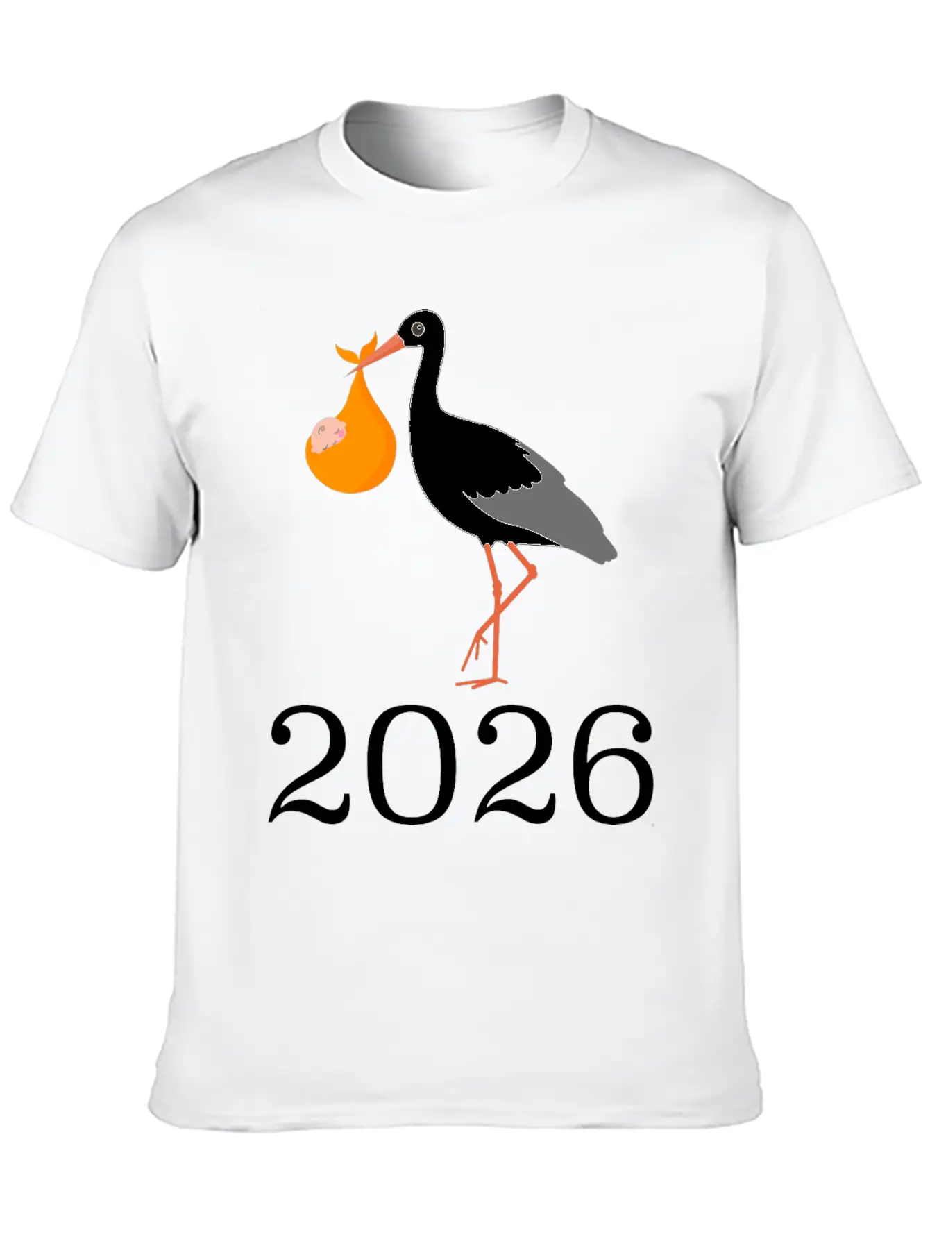 Stork Carrying Baby 2026 Arrival Unisex Casual T-Shirt – Clean Design For Daily Comfort