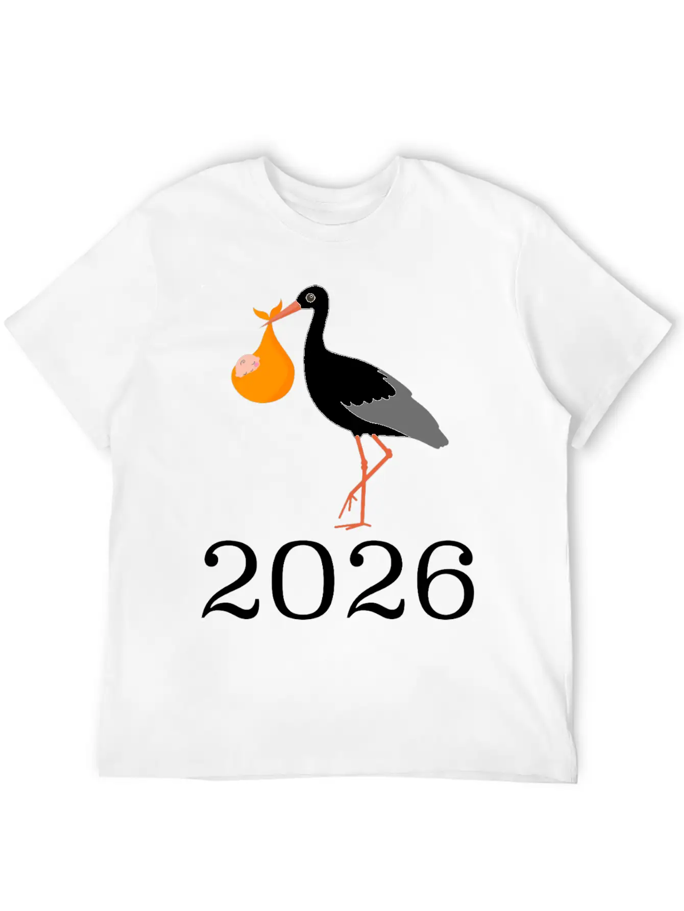 Stork Carrying Baby 2026 Arrival Unisex Casual T-Shirt – Clean Design For Daily Comfort