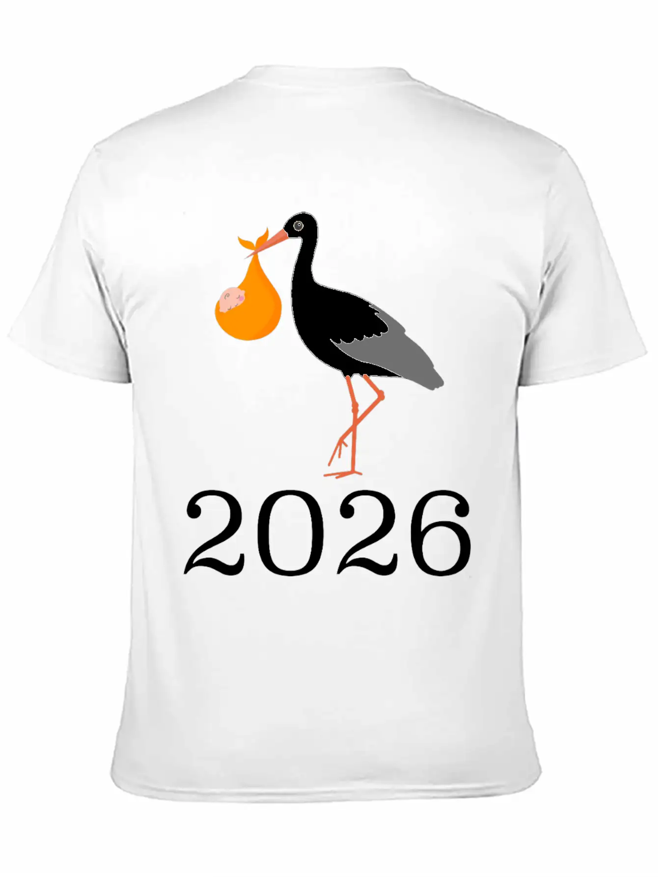 Stork Carrying Baby 2026 Arrival Unisex Casual T-Shirt – Clean Design For Daily Comfort