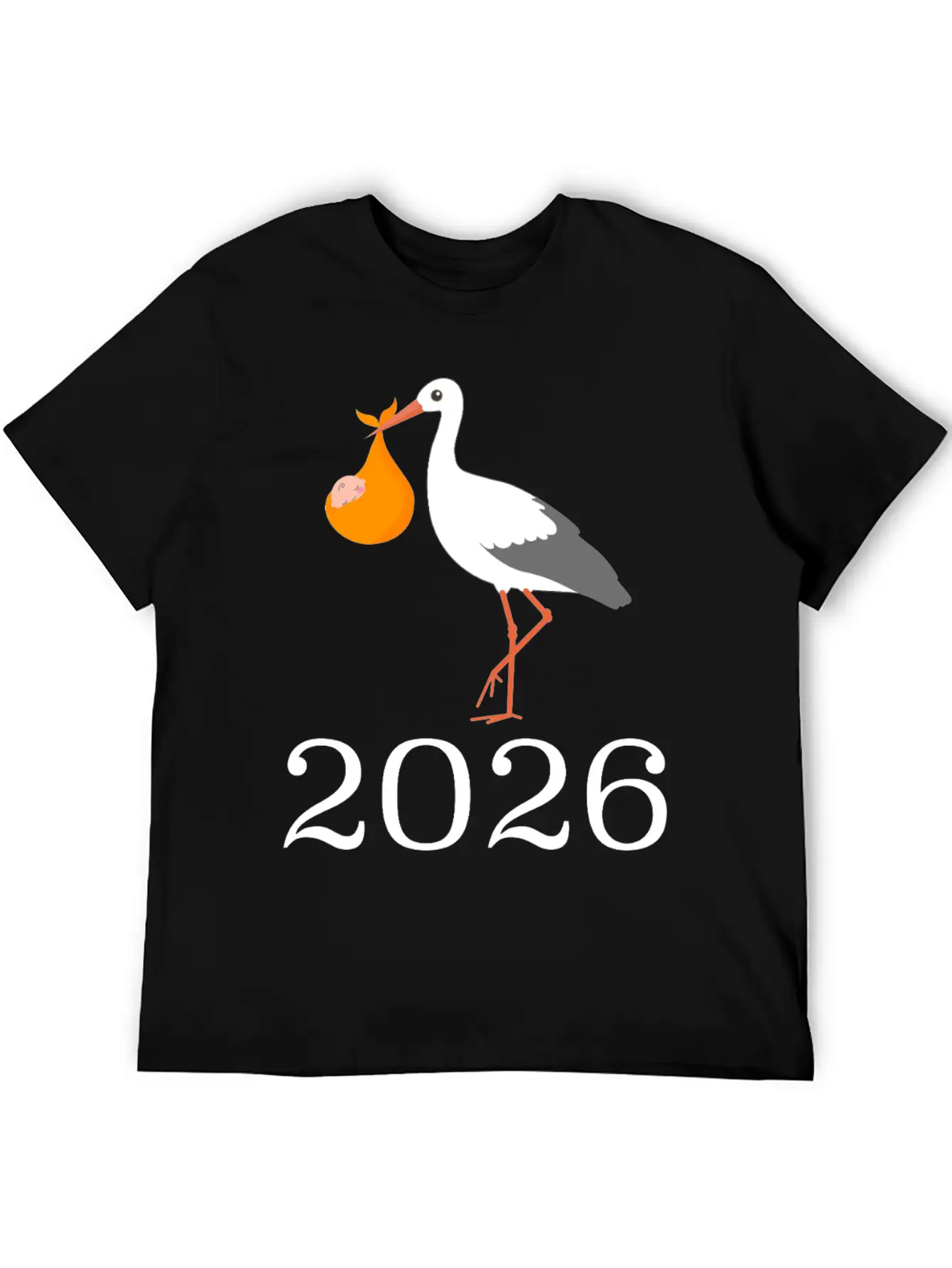 Stork Carrying Baby 2026 Arrival Unisex Casual T-Shirt – Clean Design For Daily Comfort
