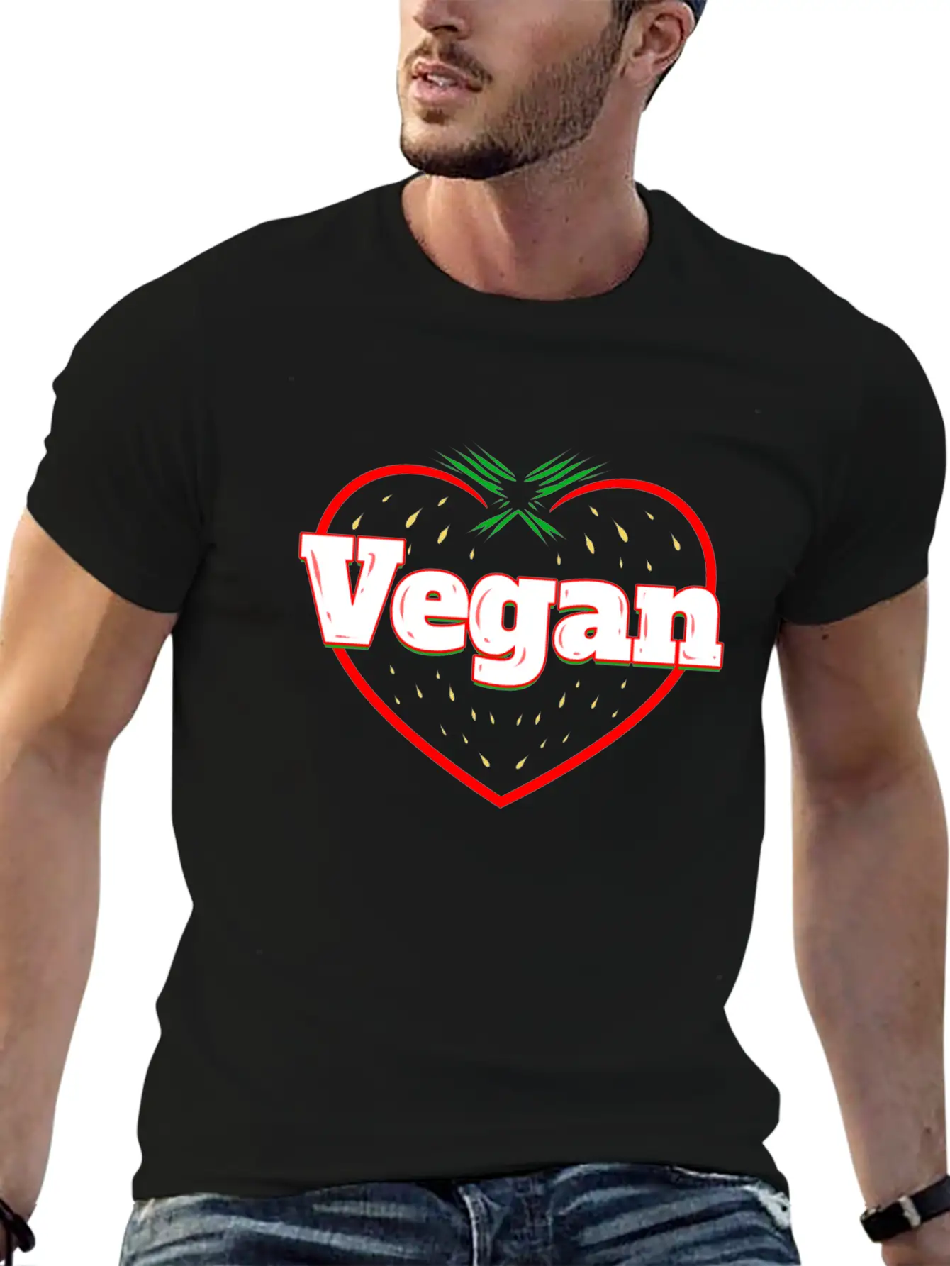 Strawberry Logo For Vegetarians - Go Vegan Essential Cotton Tee For Daily Outfits – Unisex Style