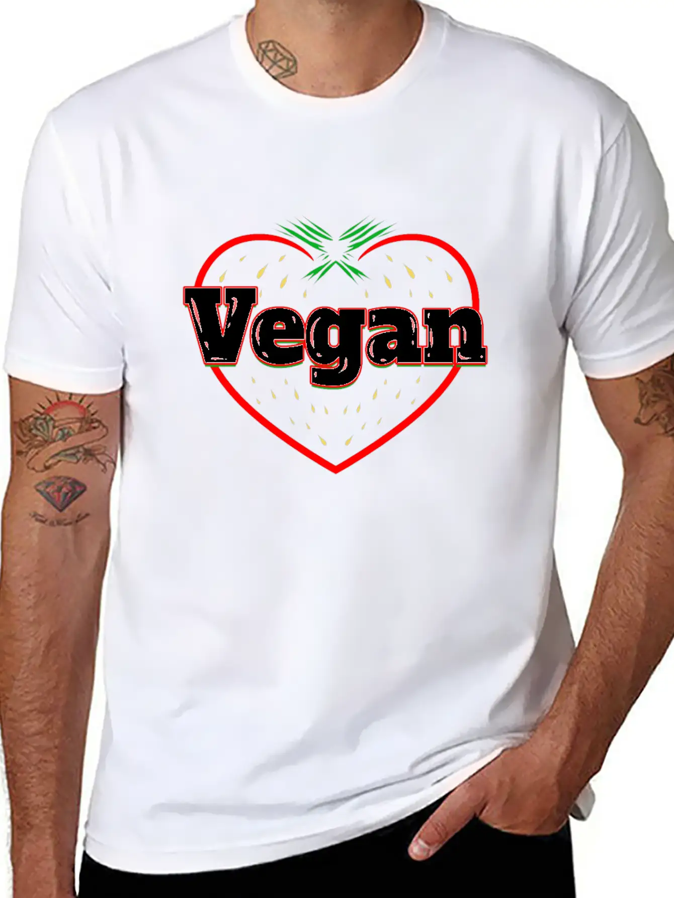 Strawberry Logo For Vegetarians - Go Vegan Essential Cotton Tee For Daily Outfits – Unisex Style