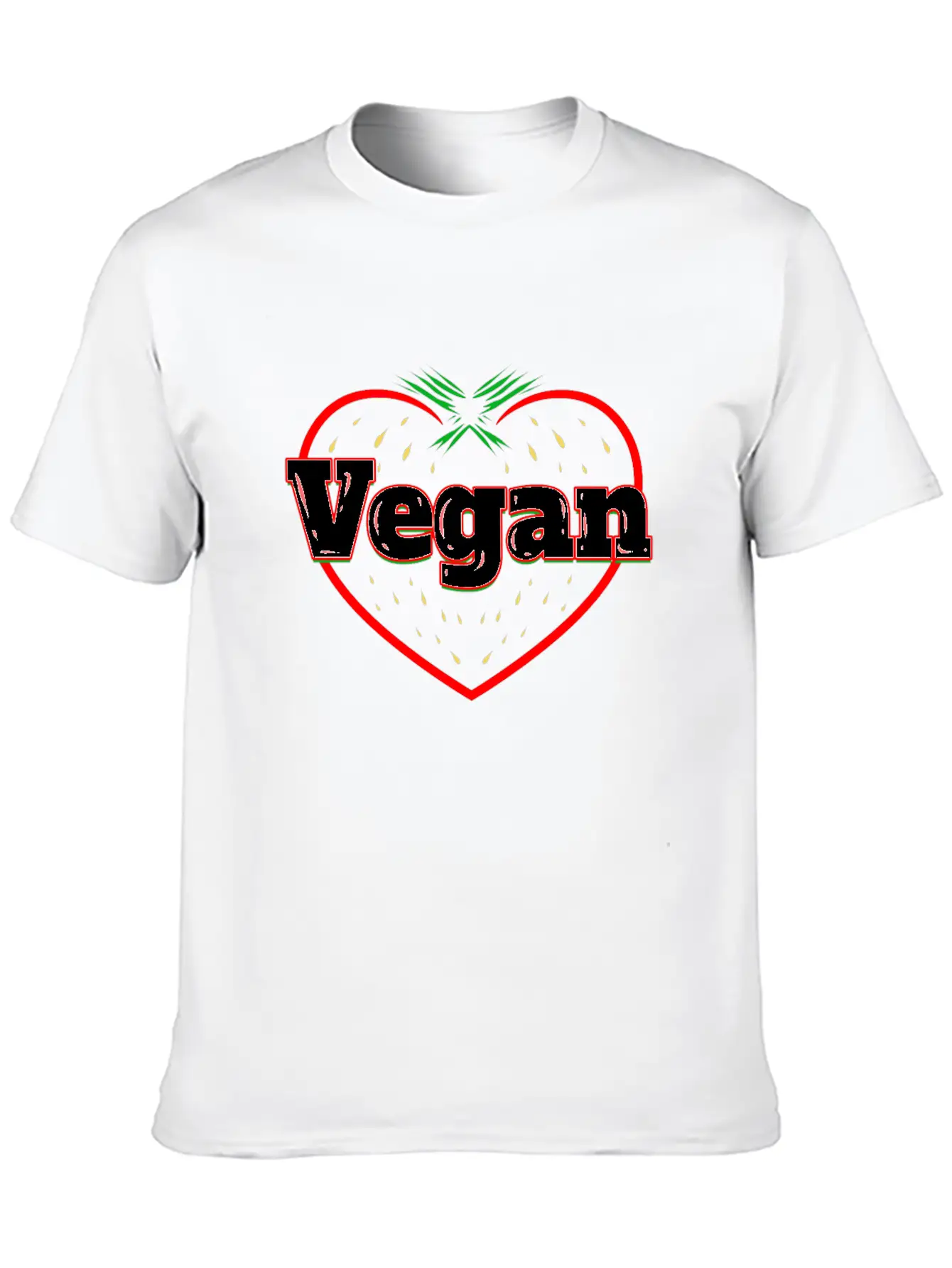 Strawberry Logo For Vegetarians - Go Vegan Essential Cotton Tee For Daily Outfits – Unisex Style