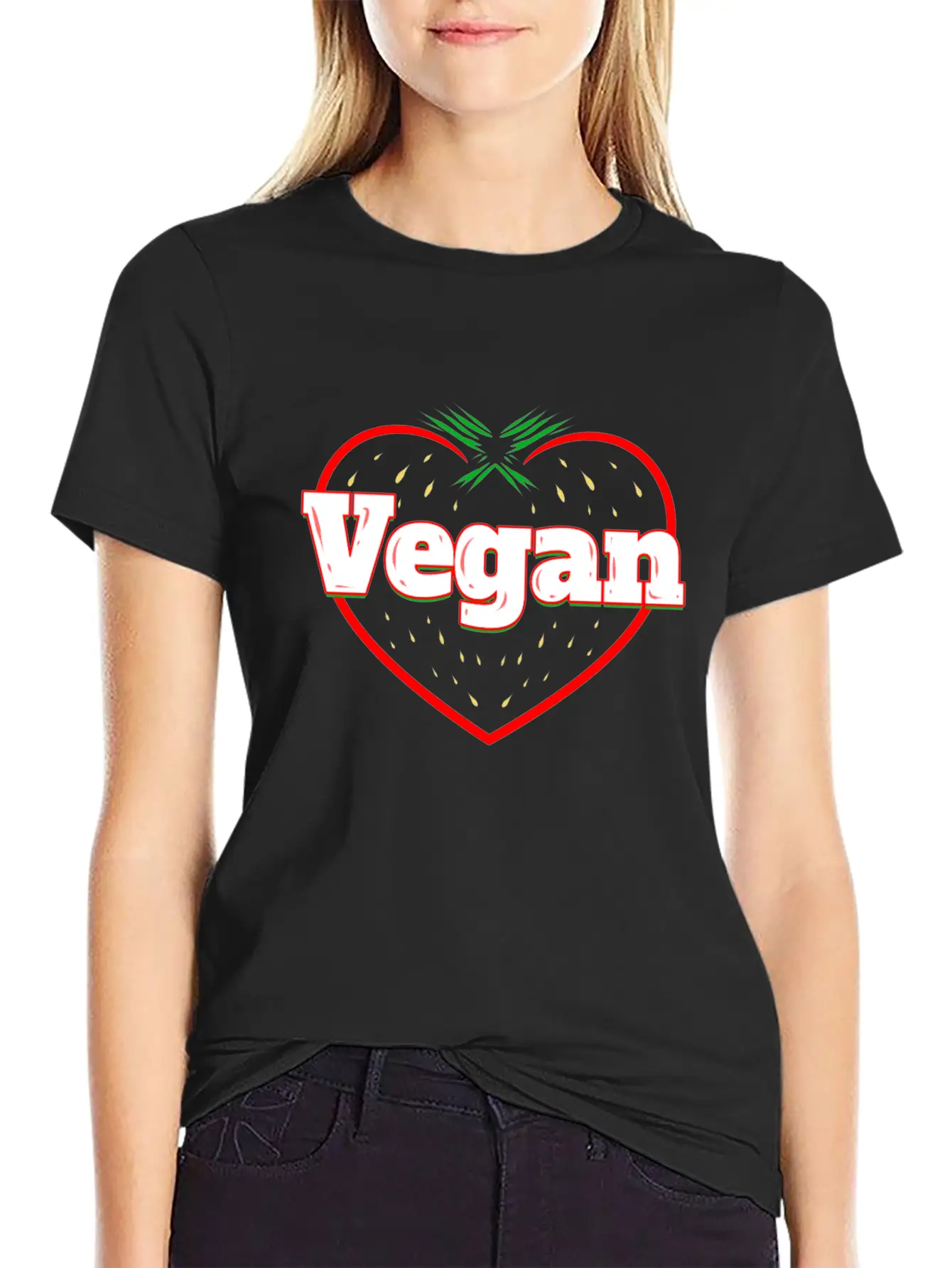 Strawberry Logo For Vegetarians - Go Vegan Essential Cotton Tee For Daily Outfits – Unisex Style