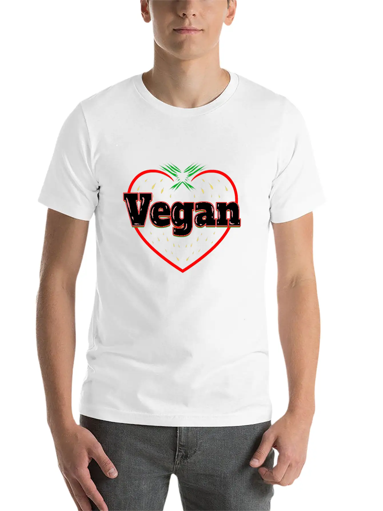 Strawberry Logo For Vegetarians - Go Vegan Essential Cotton Tee For Daily Outfits – Unisex Style