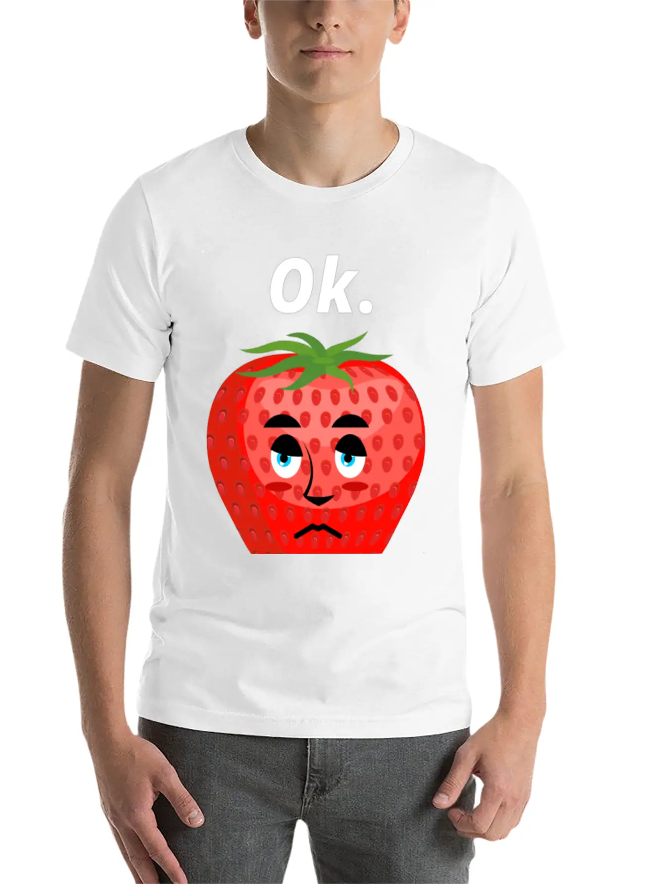 Strawberry Mood Ok Bro Motto Statement Comfortable Minimalist Graphic Tee – Summer Style Essential