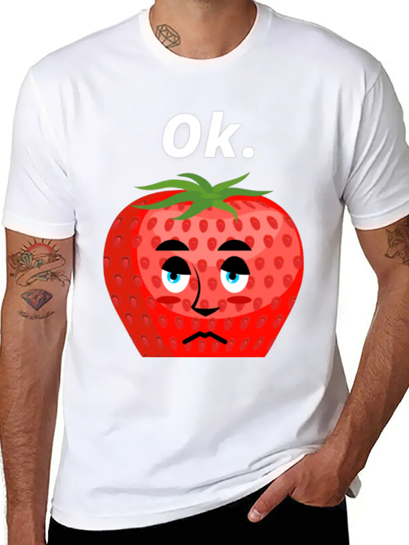 Strawberry Mood Ok Bro Motto Statement Comfortable Minimalist Graphic Tee – Summer Style Essential