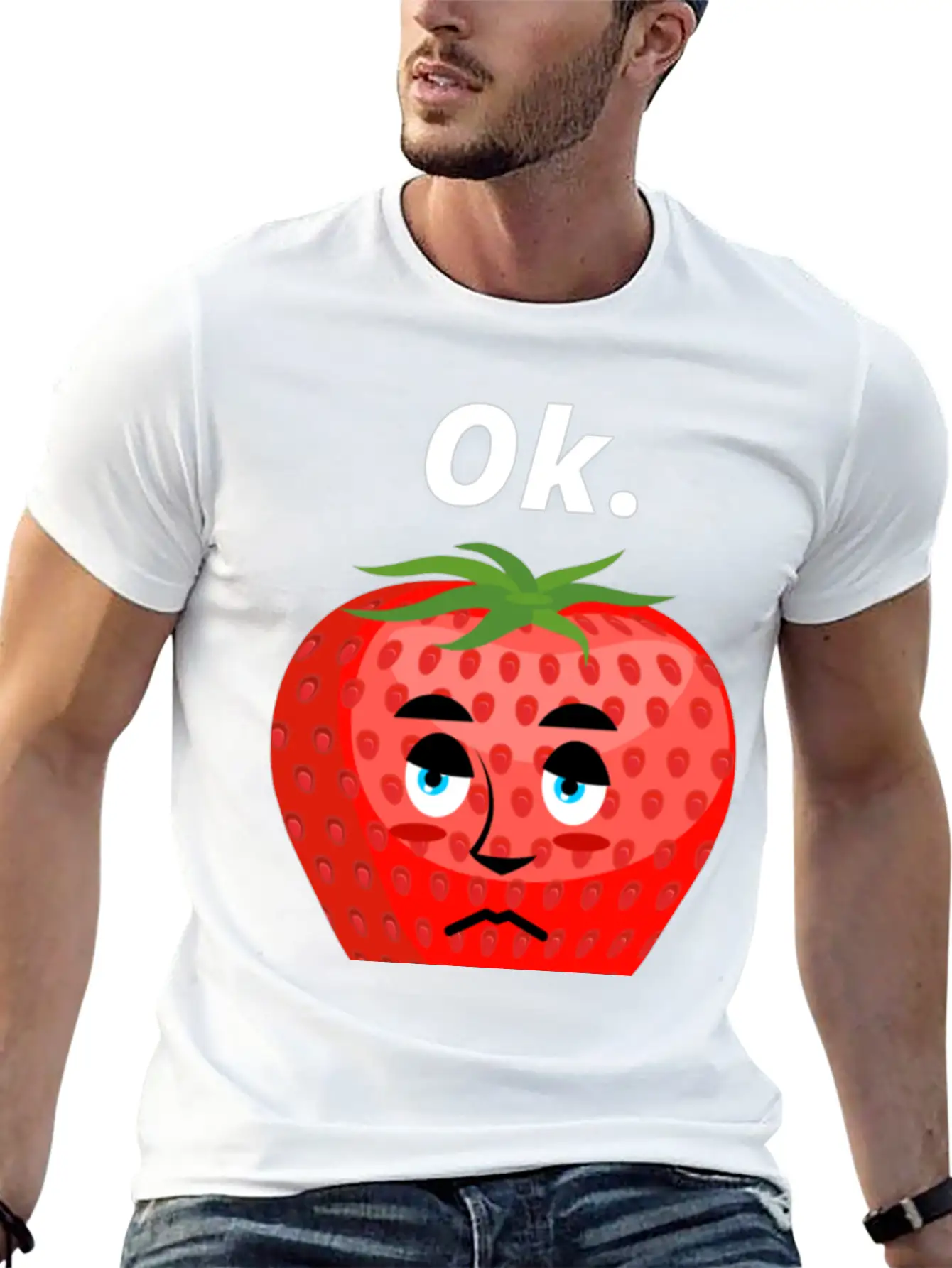 Strawberry Mood Ok Bro Motto Statement Comfortable Minimalist Graphic Tee – Summer Style Essential