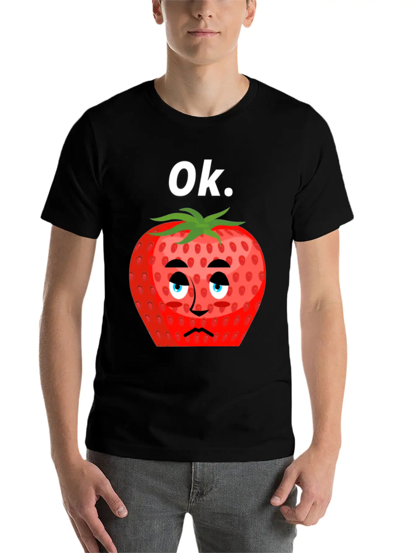 Strawberry Mood Ok Bro Motto Statement Comfortable Minimalist Graphic Tee – Summer Style Essential