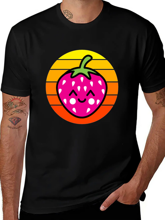 Strawberry Sunset Basic Graphic T-Shirt – Daily Comfort In Soft Cotton