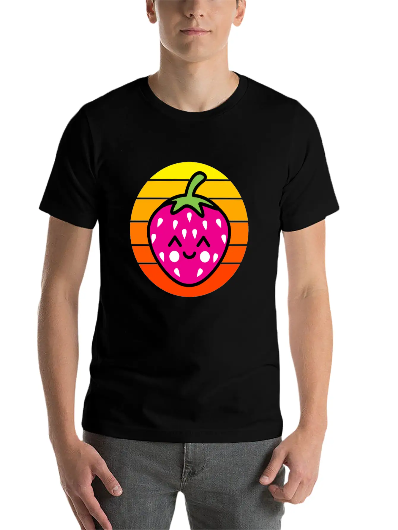 Strawberry Sunset Basic Graphic T-Shirt – Daily Comfort In Soft Cotton